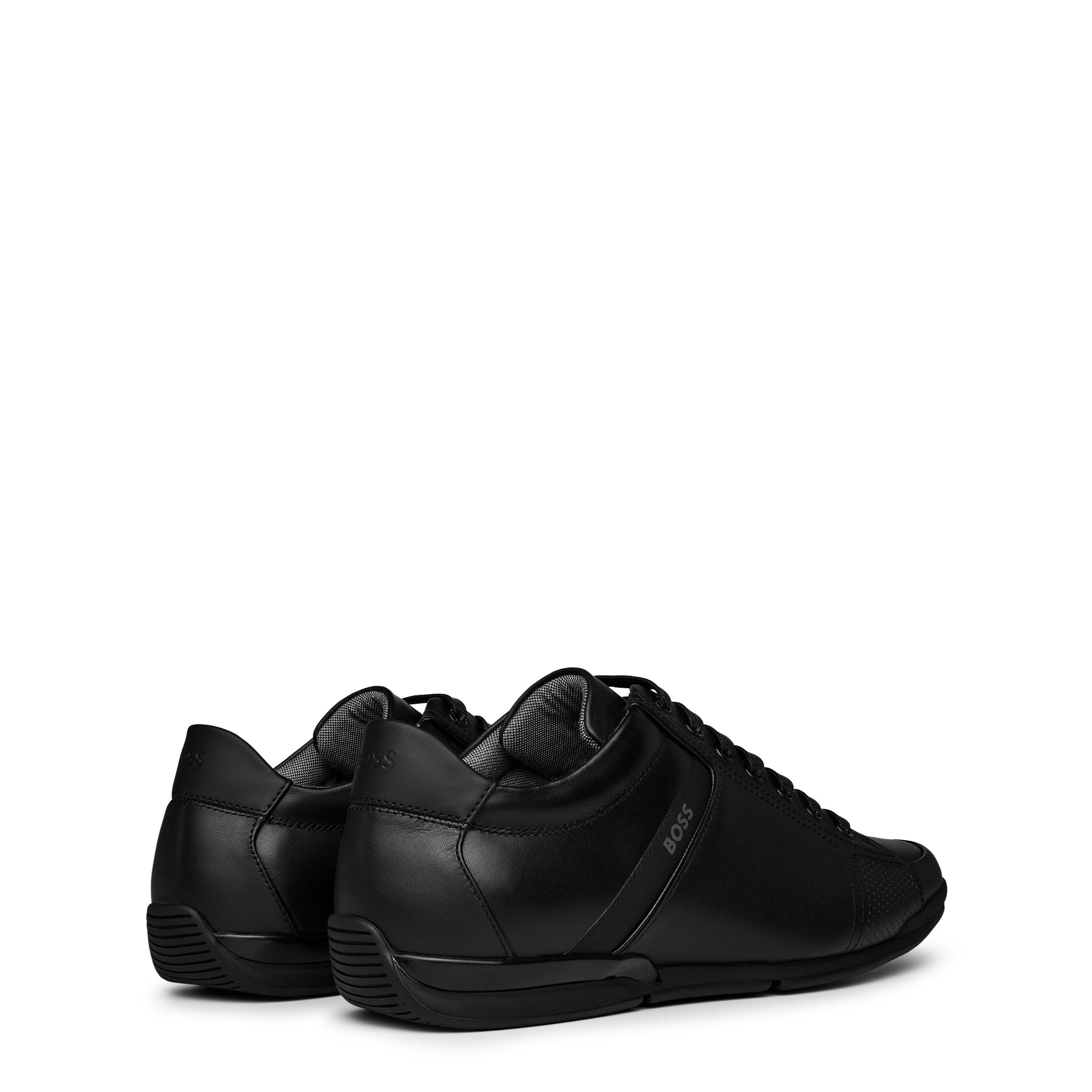 Black 001 - Boss - Men's Saturn Smooth Low Top Premium Leather Trainers - 5