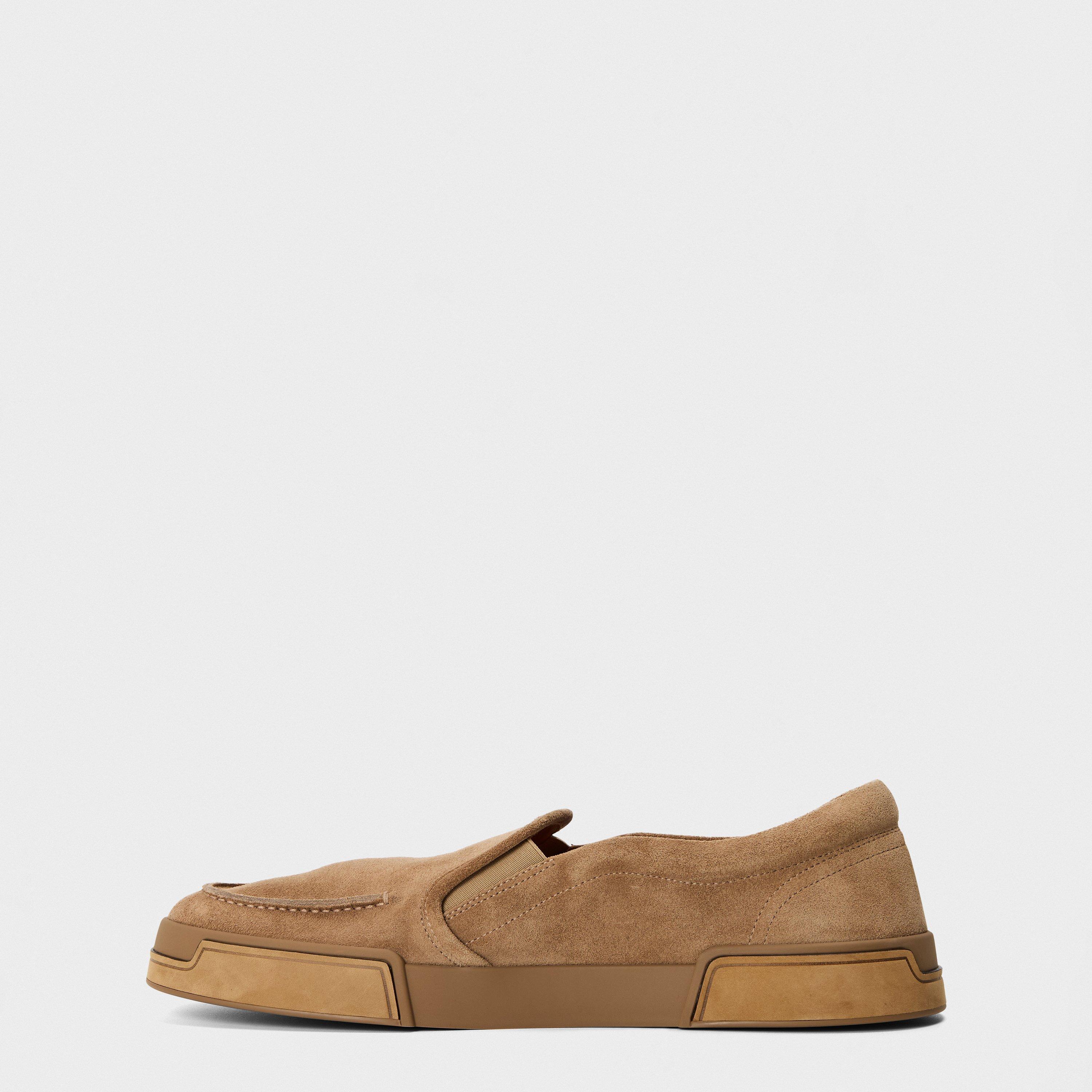 Light Brown - Dolce and Gabbana - Men's Hybrid Suede Slip On Trainers - 2