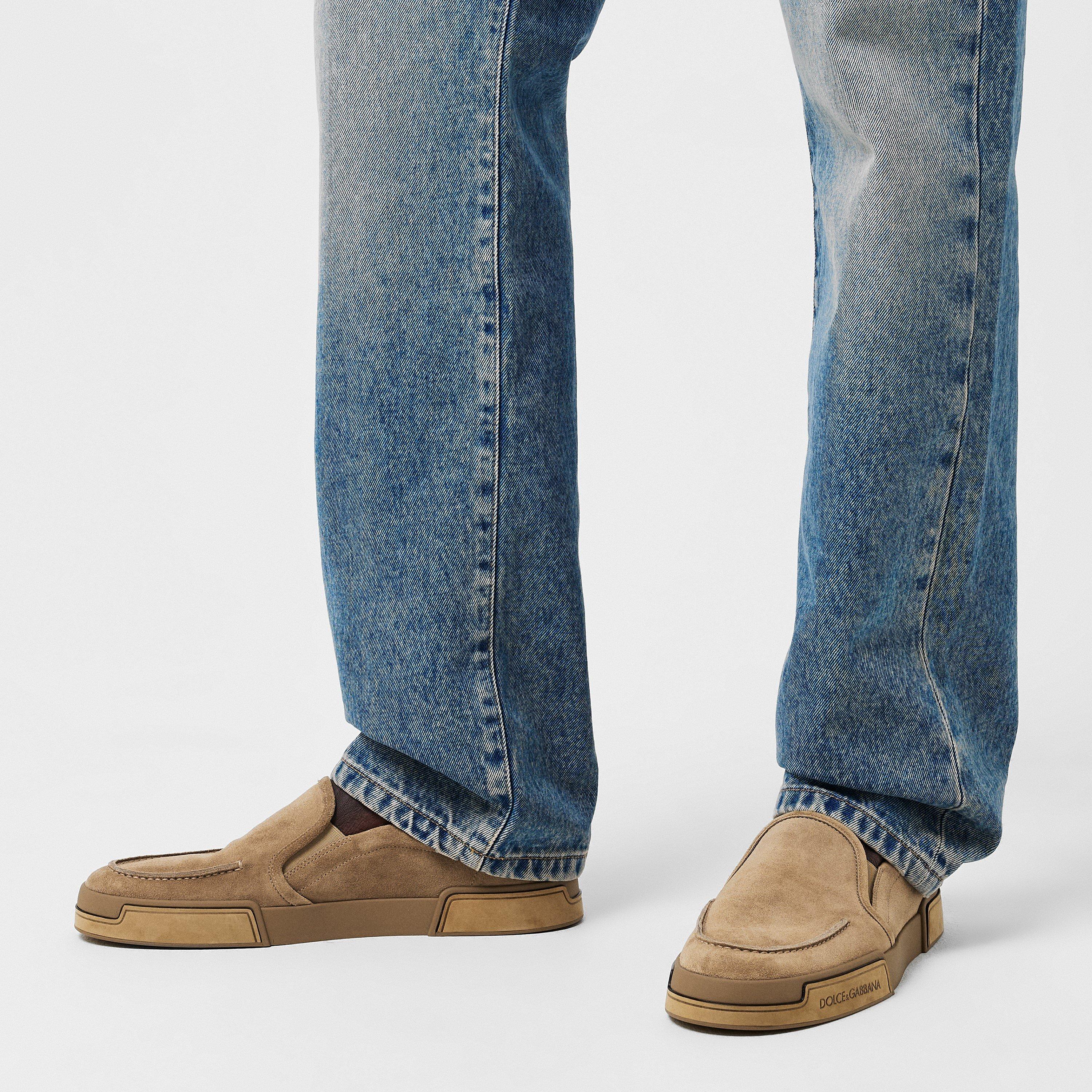 Light Brown - Dolce and Gabbana - Men's Hybrid Suede Slip On Trainers - 3