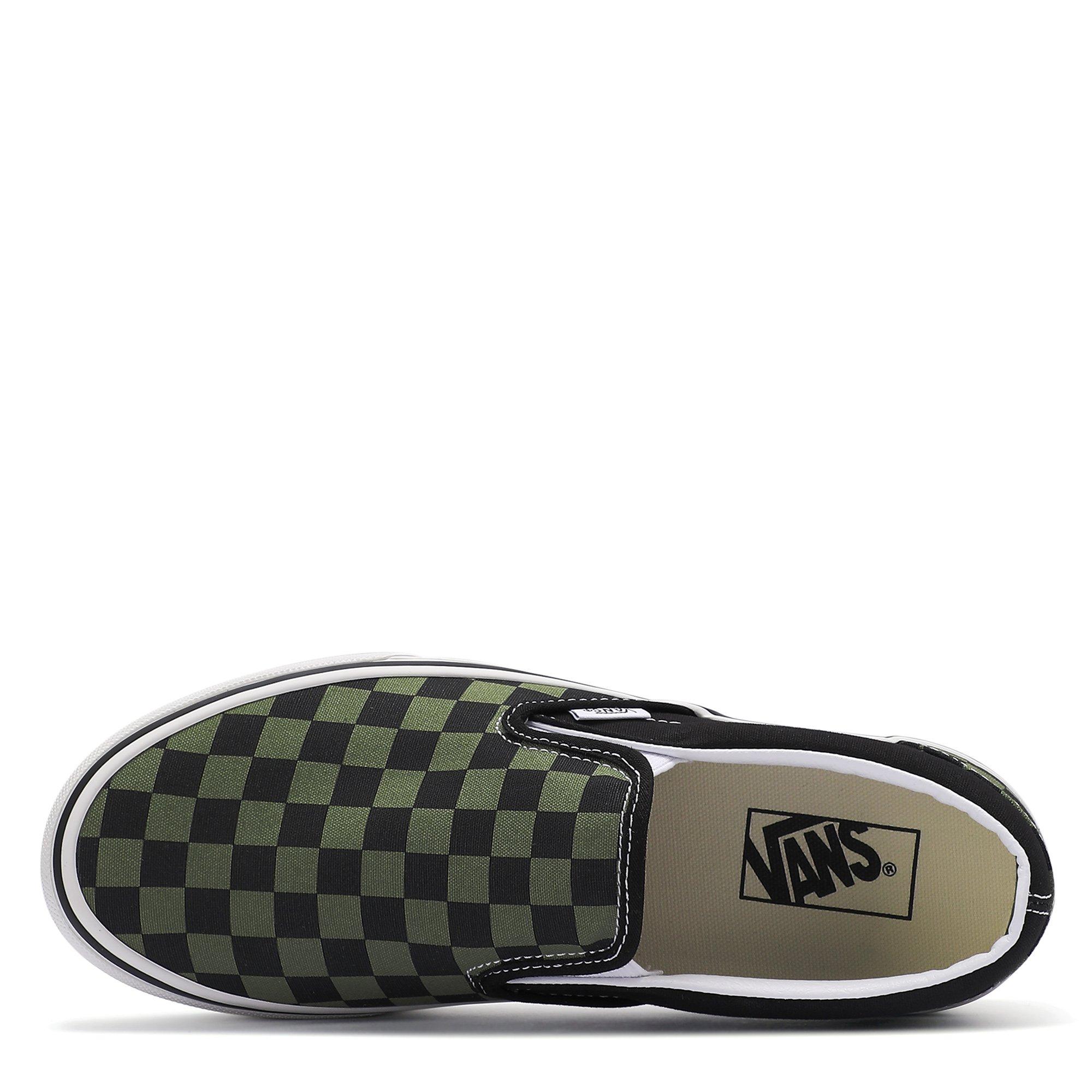 LODEN GREEN - Vans - Classic Slip-On Checkerboard Shoes - 3