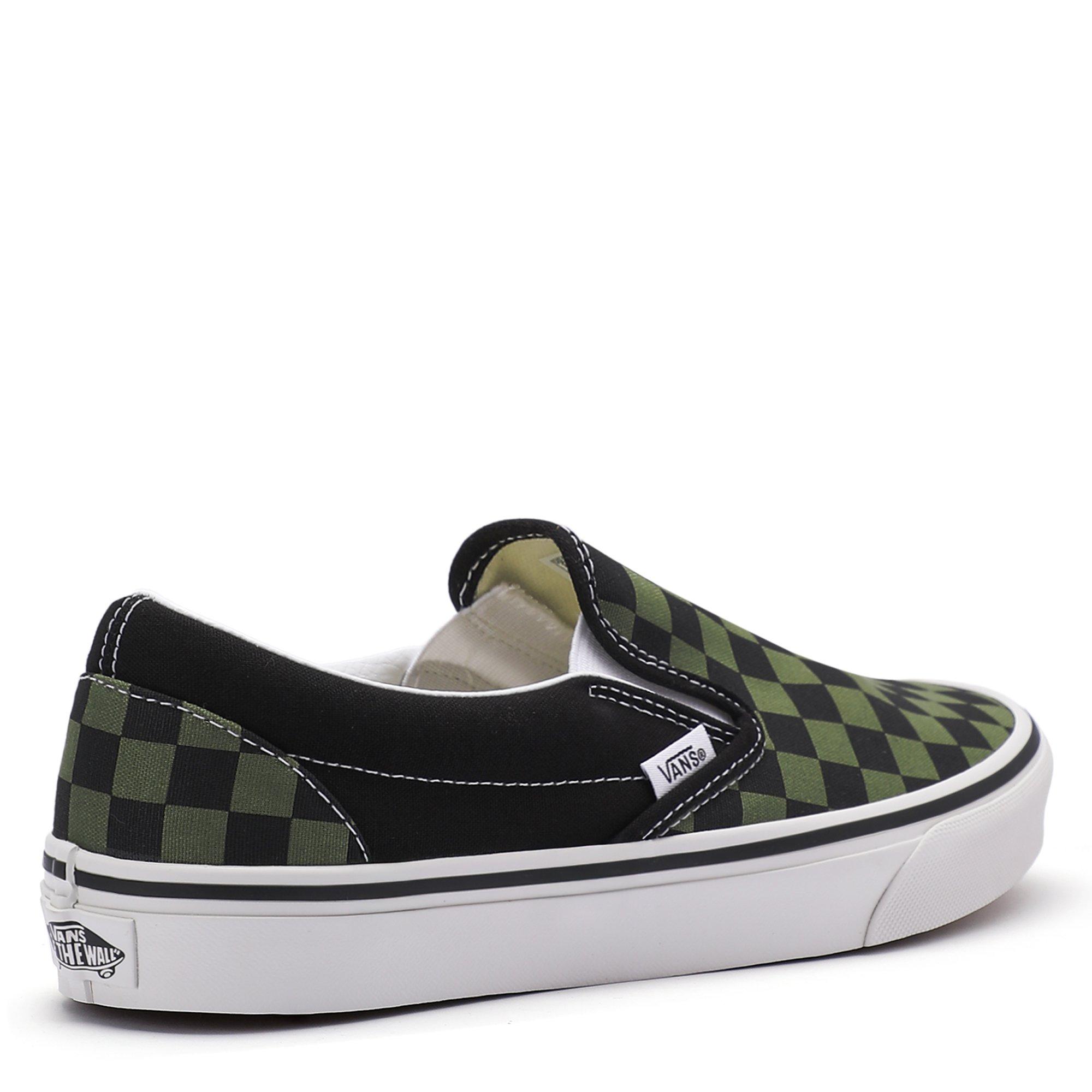 LODEN GREEN - Vans - Classic Slip-On Checkerboard Shoes - 6