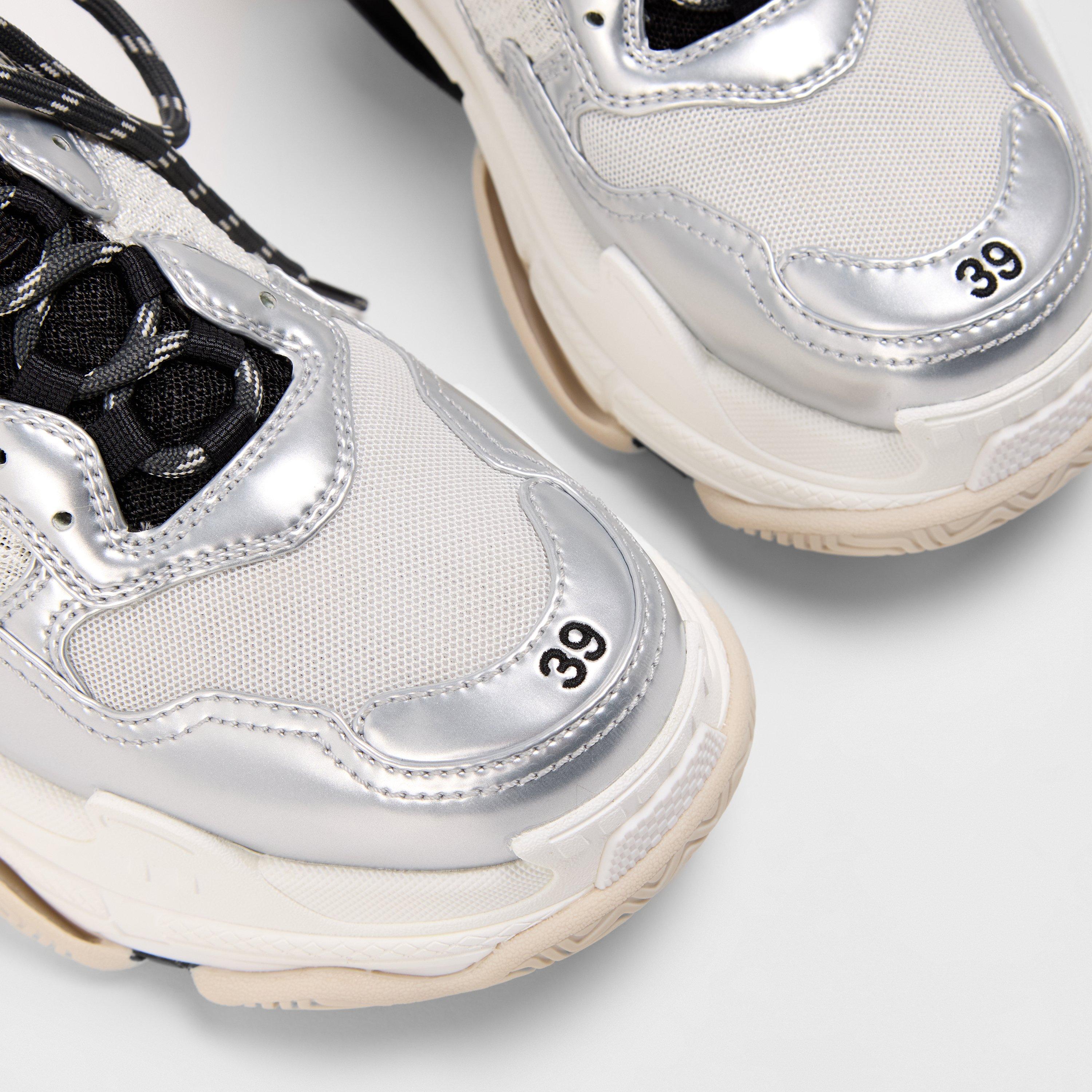 Blk/Wht/Silver - Balenciaga - Triple S Mules - 3