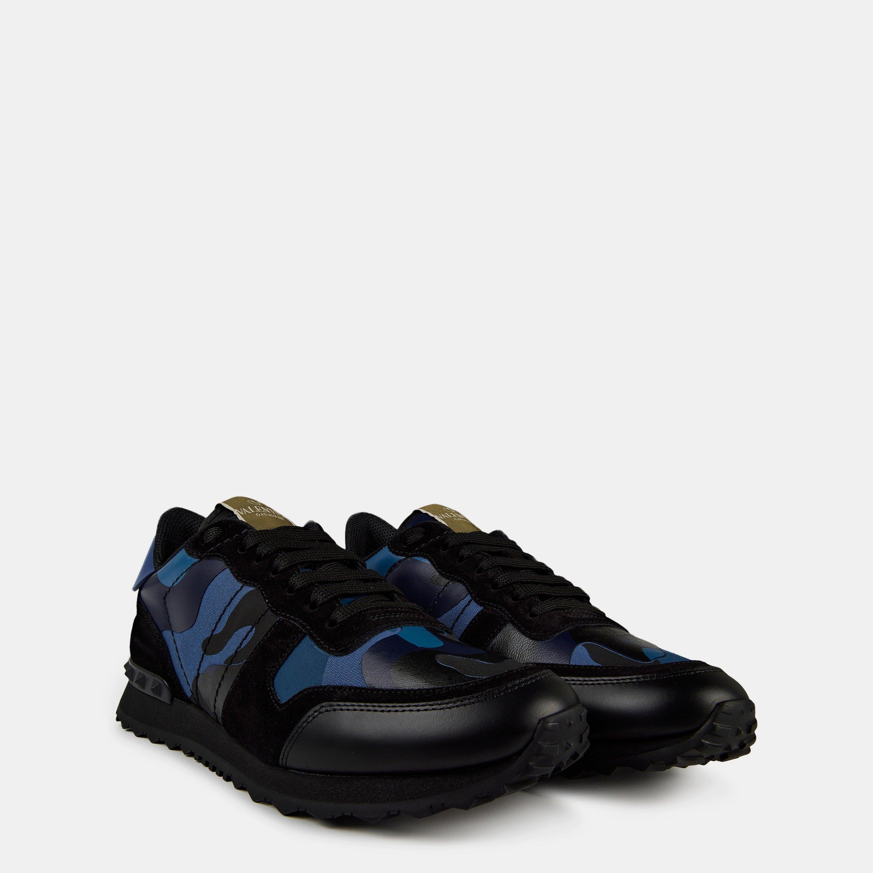 Bluette/Black - Valentino Garavani - Rockstud Camouflage Sneaker - 4
