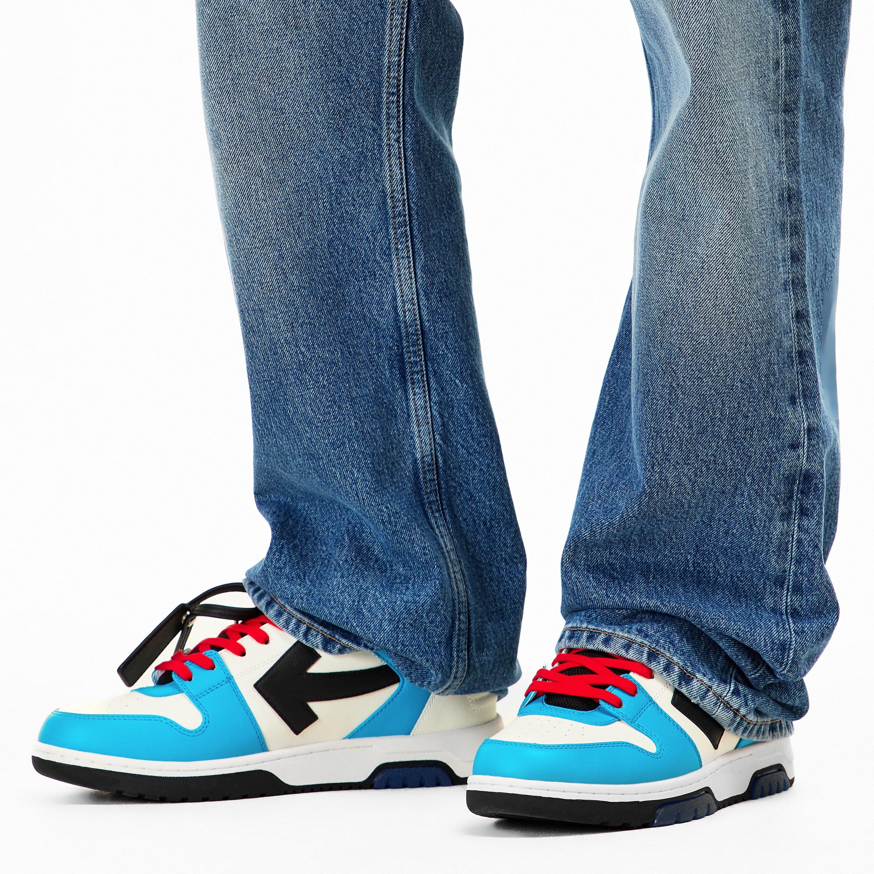 Blue/Black - Off White - Men's Outofoffice Calf Leather Low-Top Trainers - 3