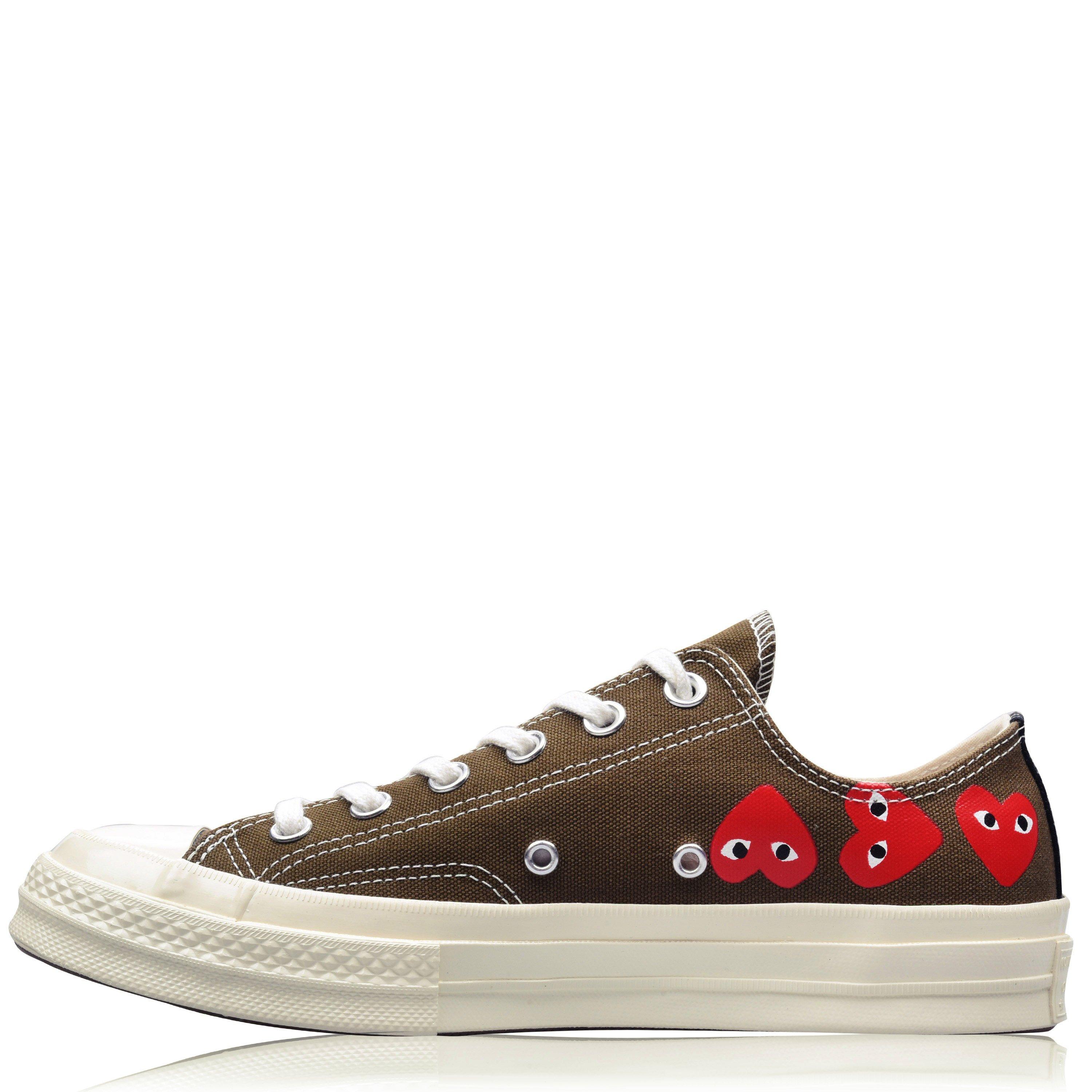 Khaki - Comme des Garcons PLAY - X Converse Chuck Taylor Low Top Trainers - 3