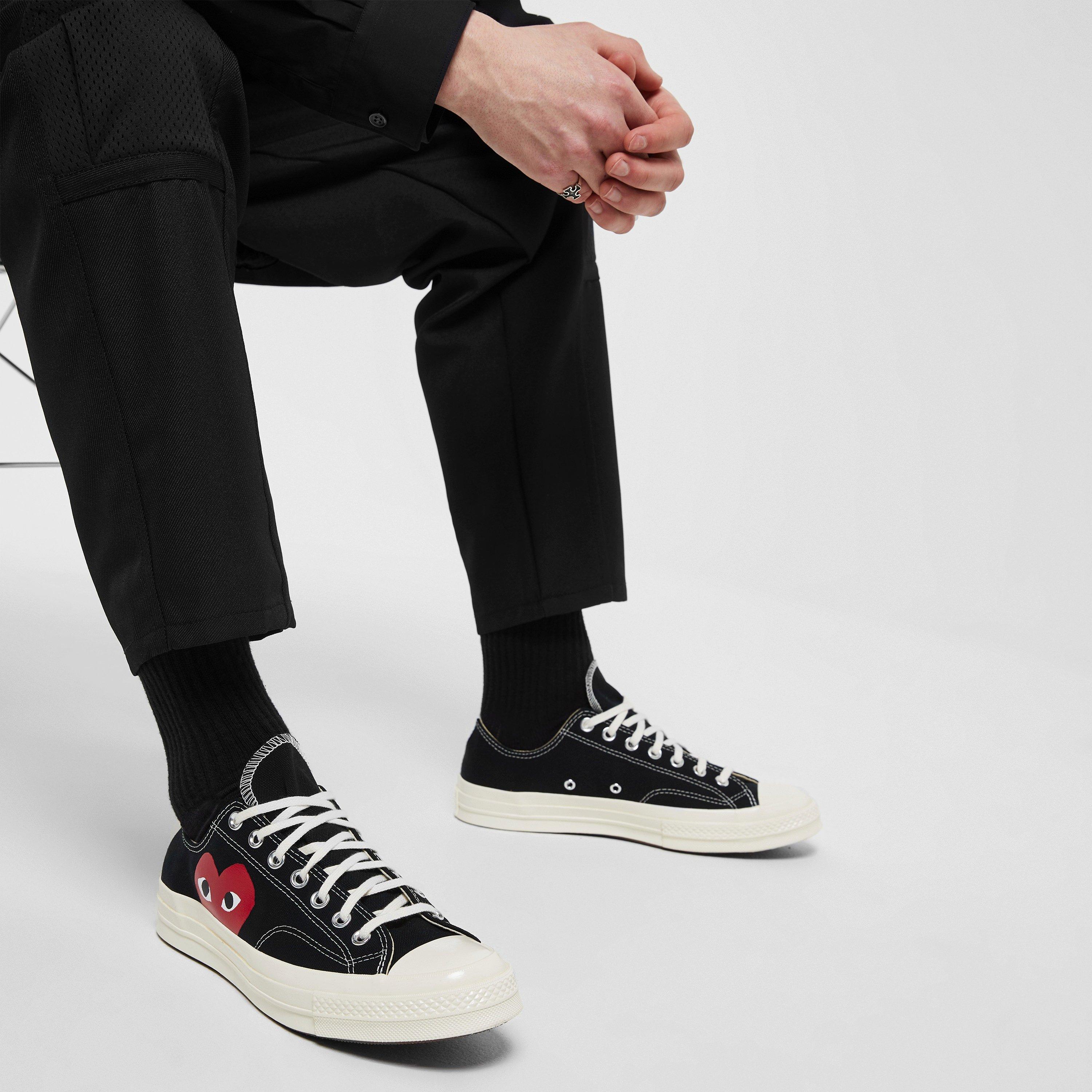 Black 1 - Comme des Garcons PLAY - X Converse Large Peeping Heart Chuck Taylor 70 Trainers - 2
