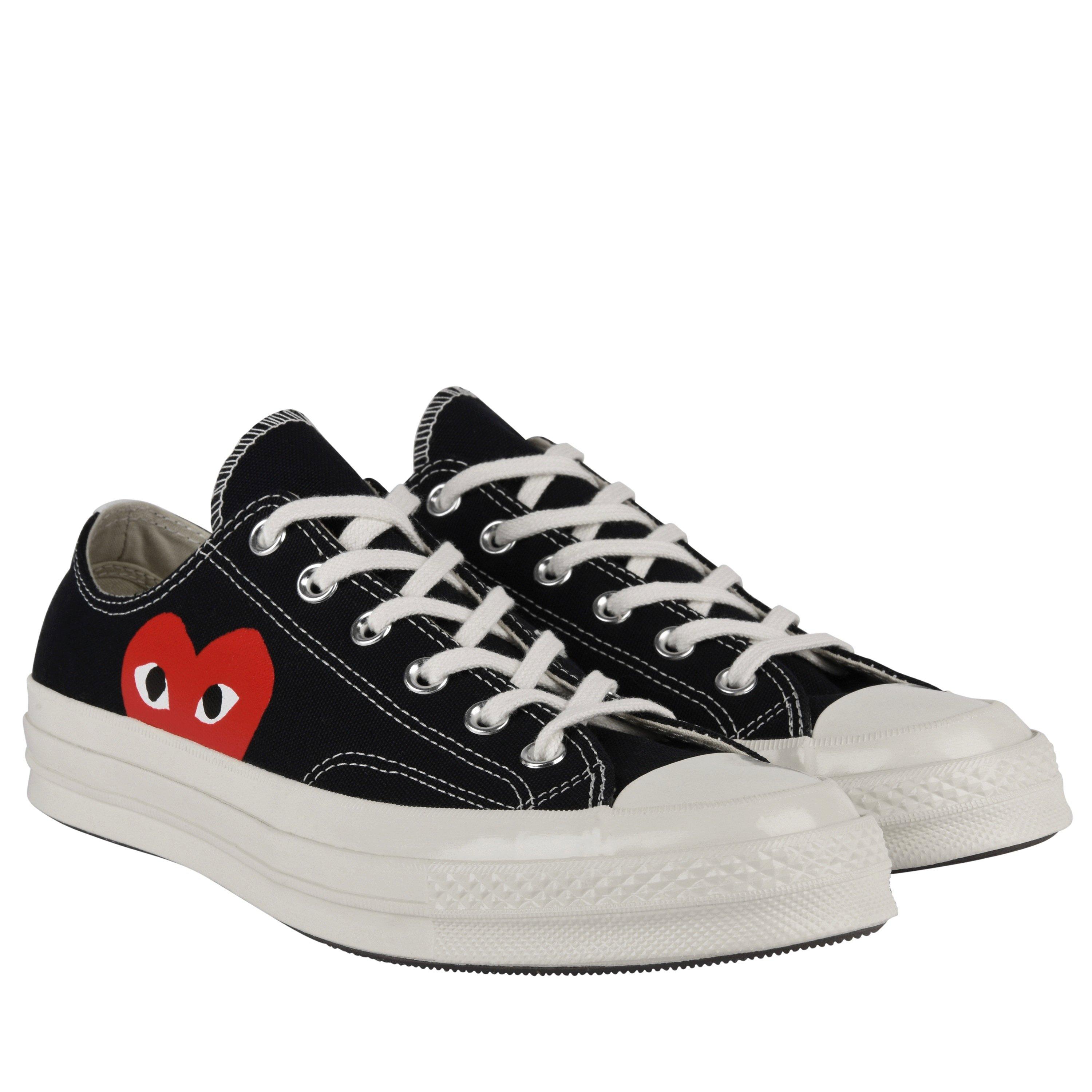 Black 1 - Comme des Garcons PLAY - X Converse Large Peeping Heart Chuck Taylor 70 Trainers - 4