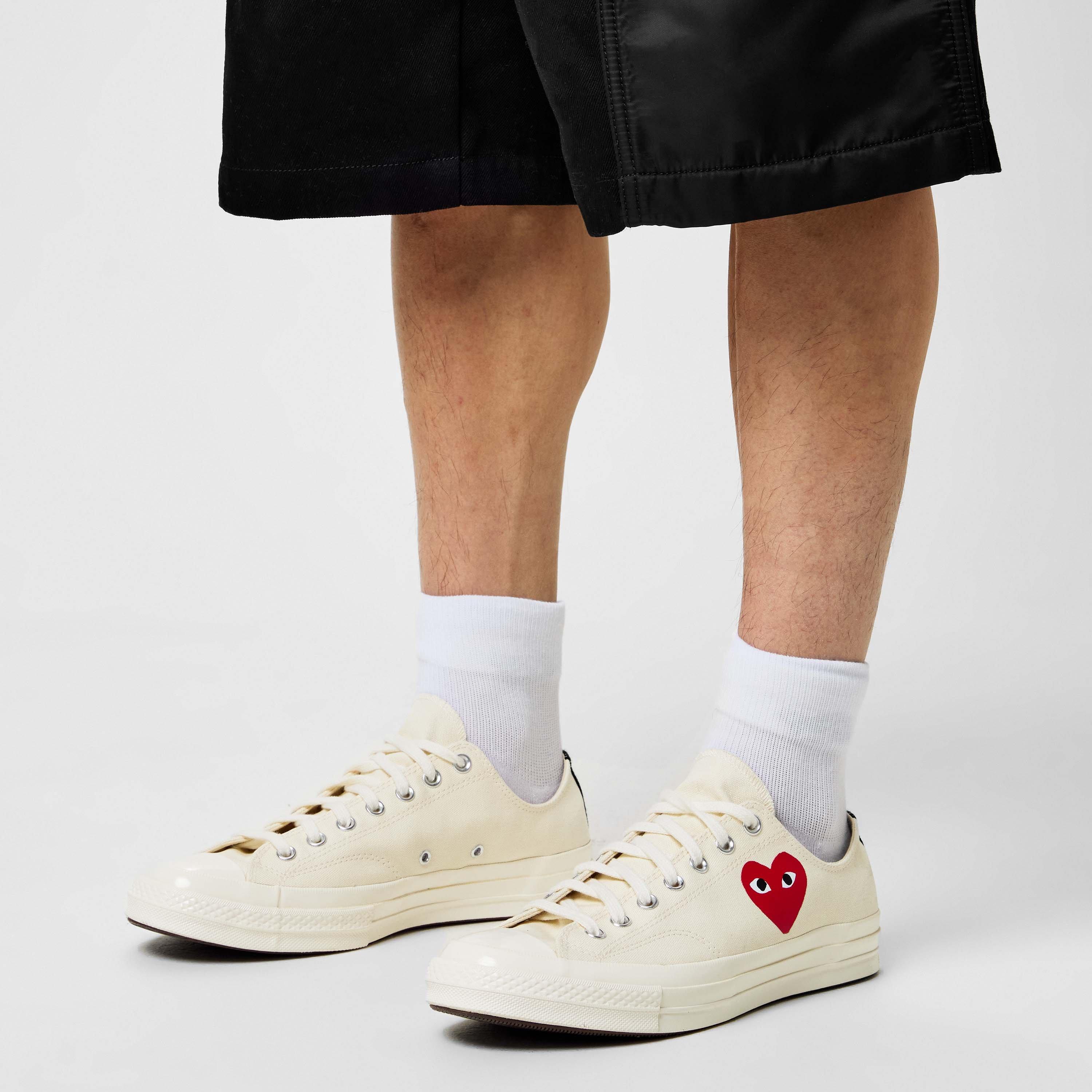 White 2 - Comme des Garcons PLAY - X Converse Large Peeping Heart Chuck Taylor 70 Trainers - 2