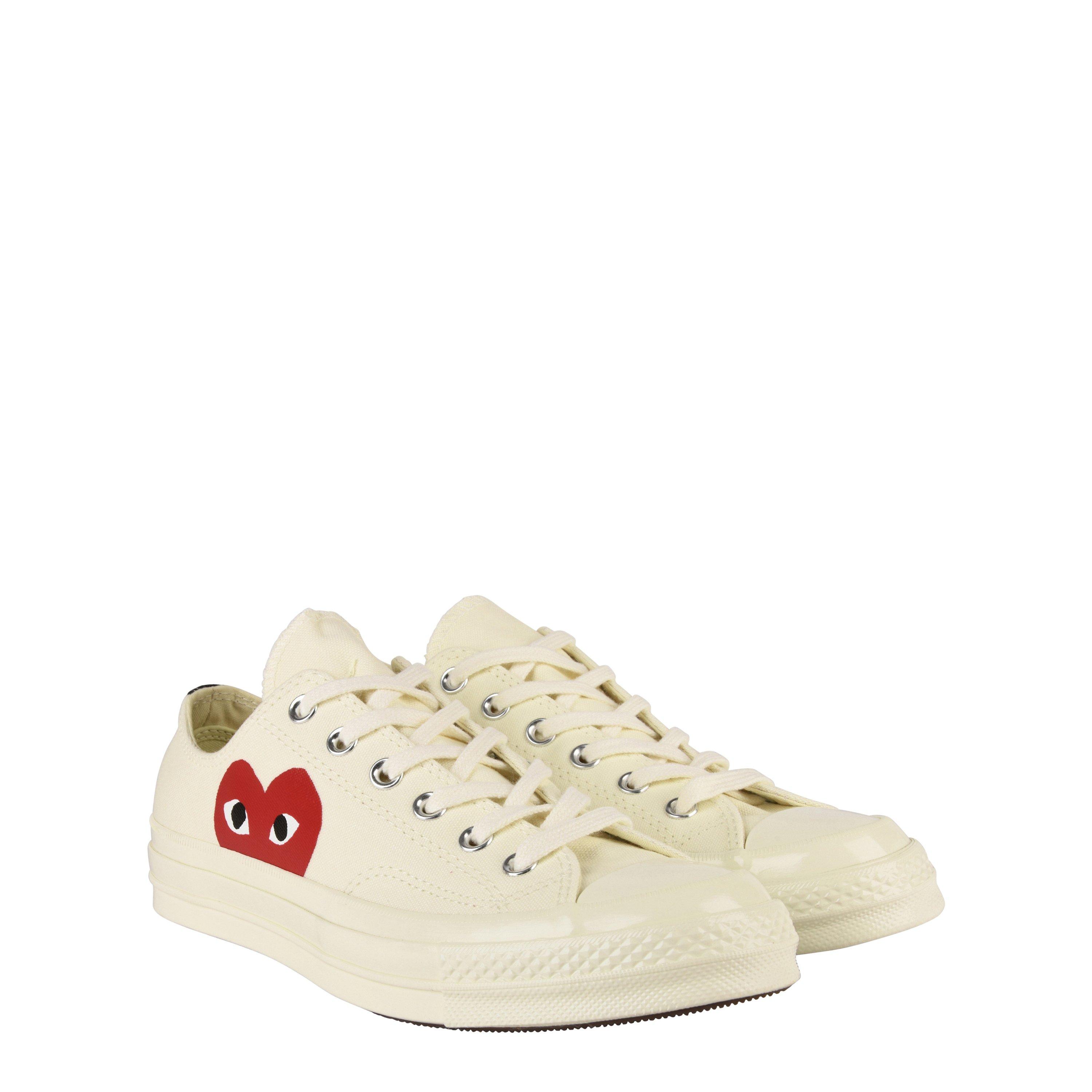 White 2 - Comme des Garcons PLAY - X Converse Large Peeping Heart Chuck Taylor 70 Trainers - 4