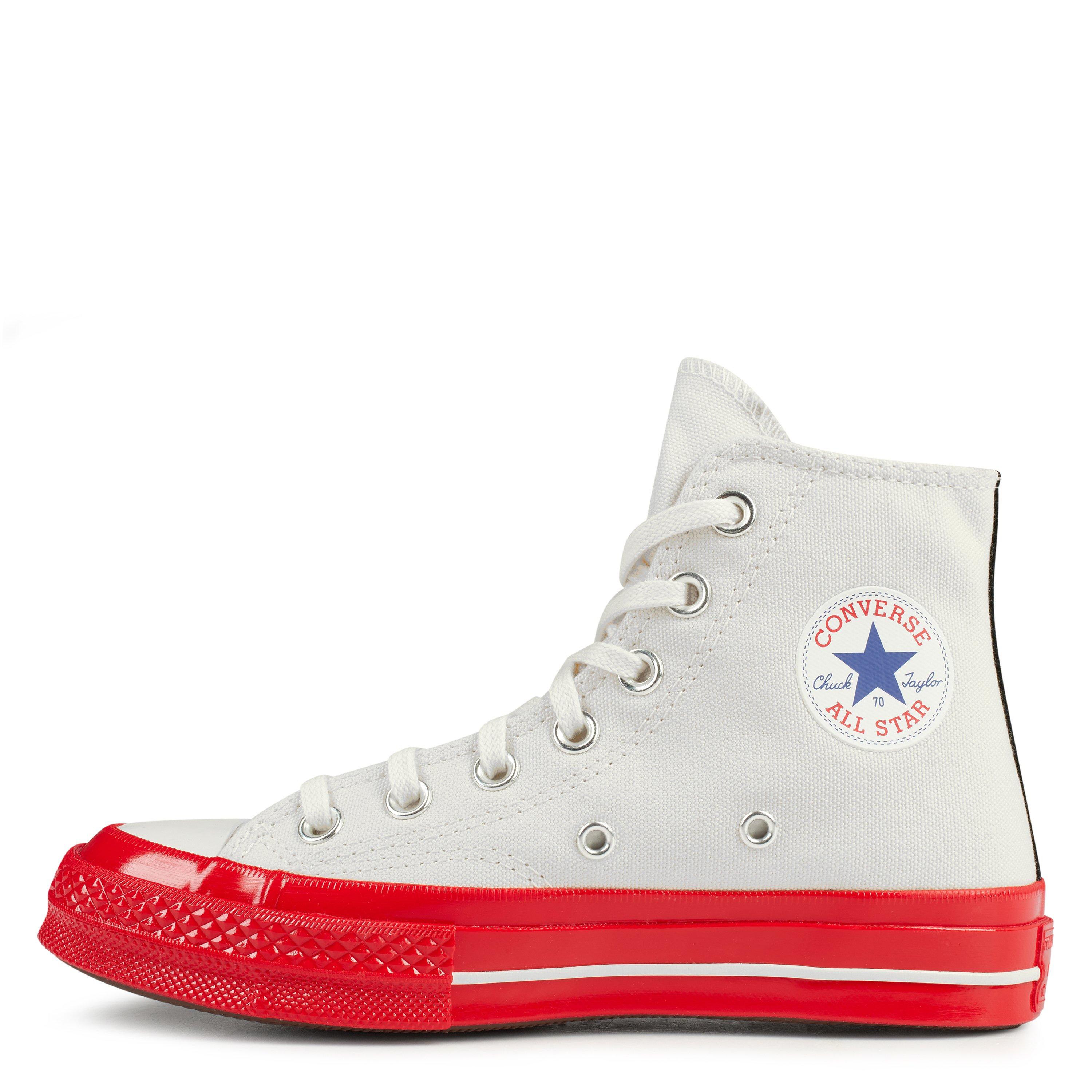 White/Red 2 - Comme des Garcons PLAY - Chuck Logo High Top Trainers - 3