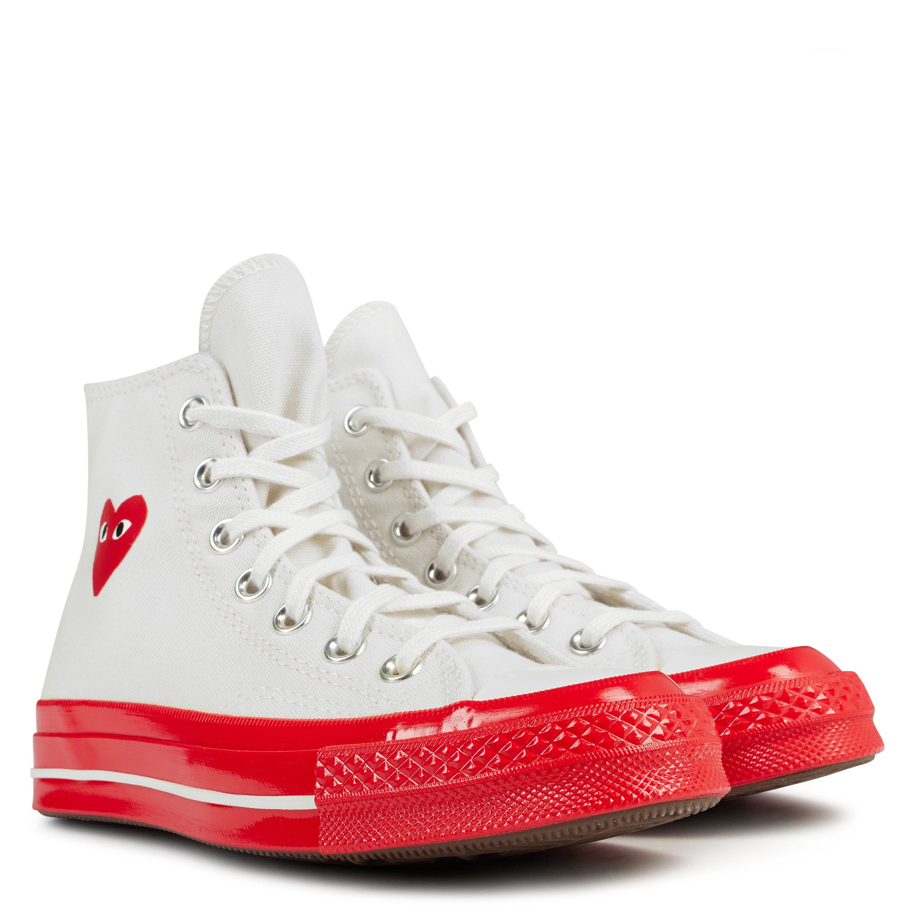 White/Red 2 - Comme des Garcons PLAY - Chuck Logo High Top Trainers - 4