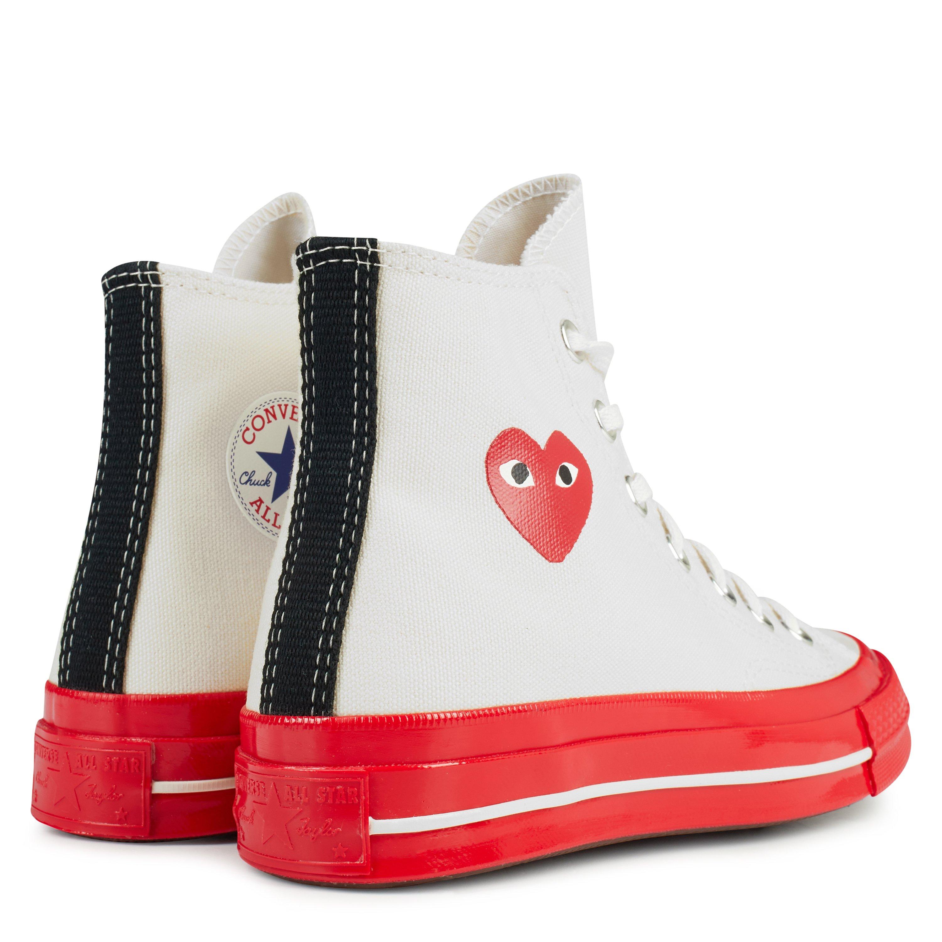 White/Red 2 - Comme des Garcons PLAY - Chuck Logo High Top Trainers - 5