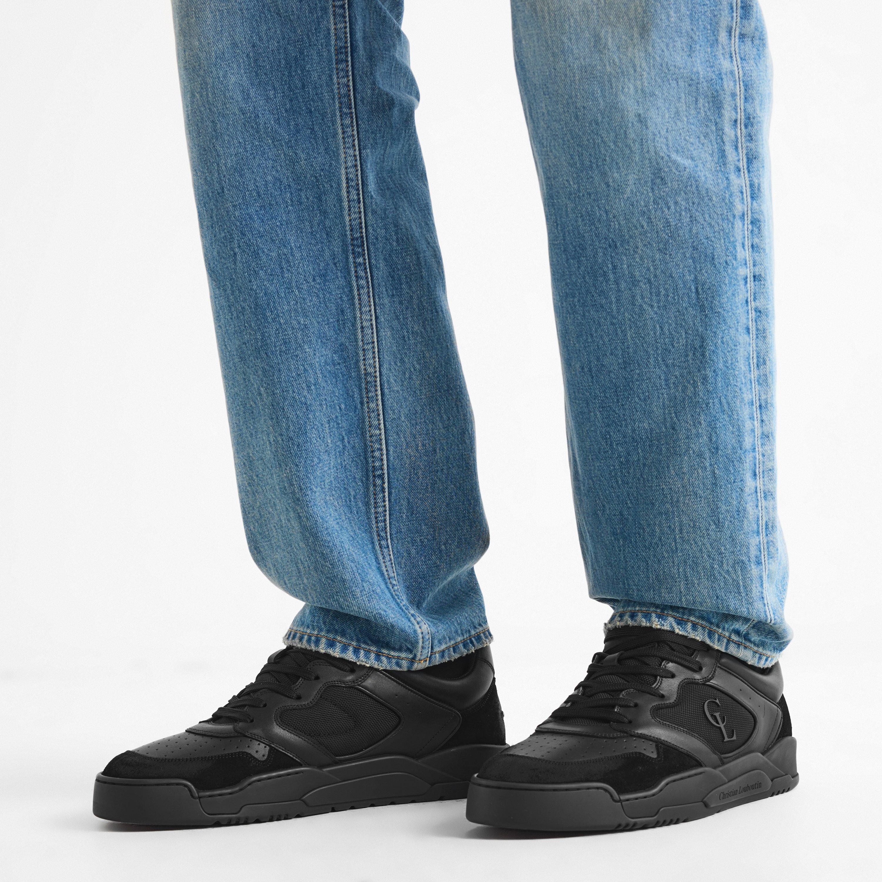 Black - Christian Louboutin - Men's Basketball 1 Retro Leather Low-Top Trainers - 3