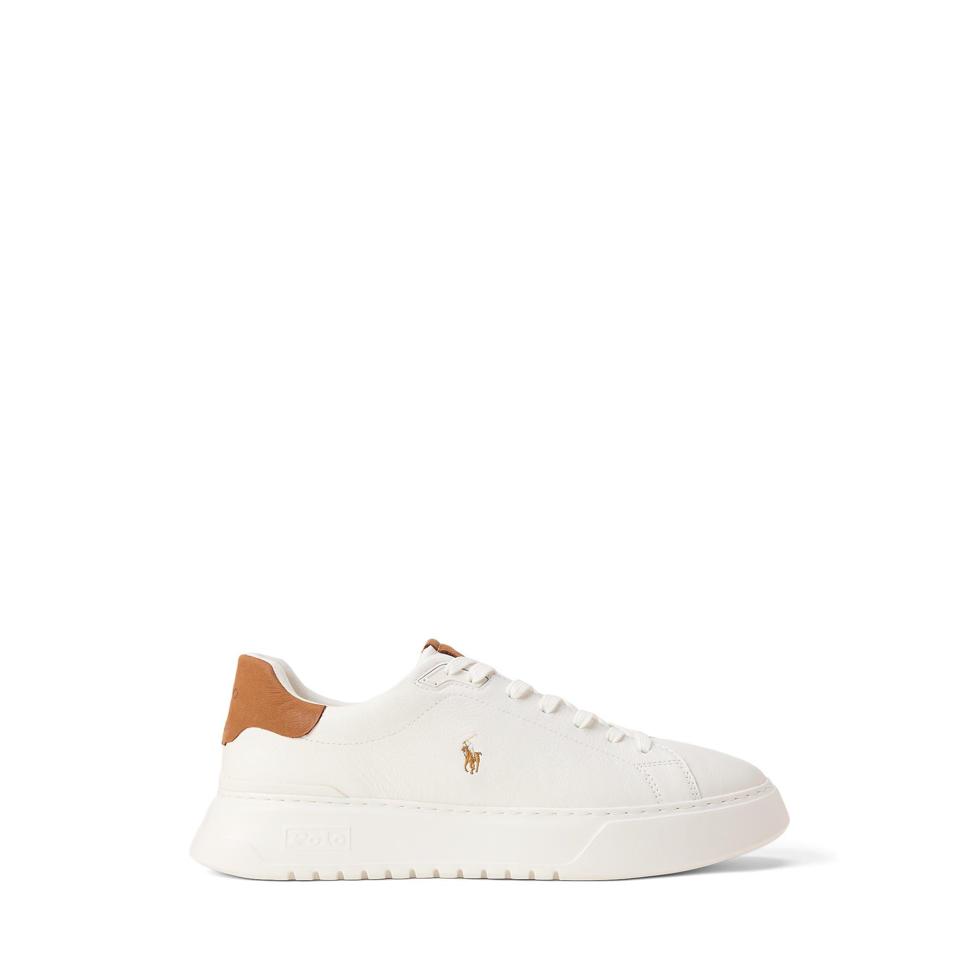 Off White Tan - Polo Ralph Lauren - Men's RLite Court Leather Low-Top Trainers - 1