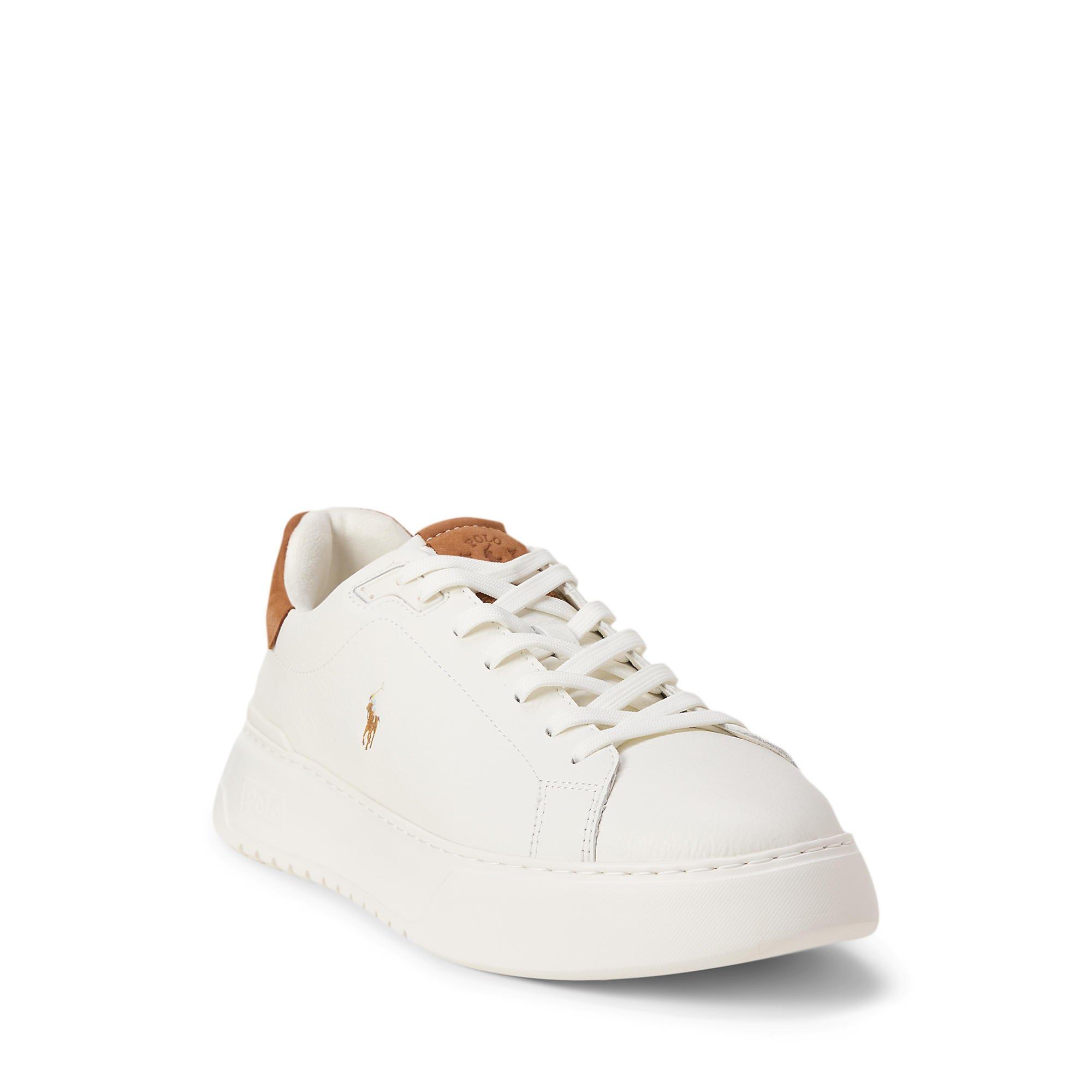 Off White Tan - Polo Ralph Lauren - Men's RLite Court Leather Low-Top Trainers - 2