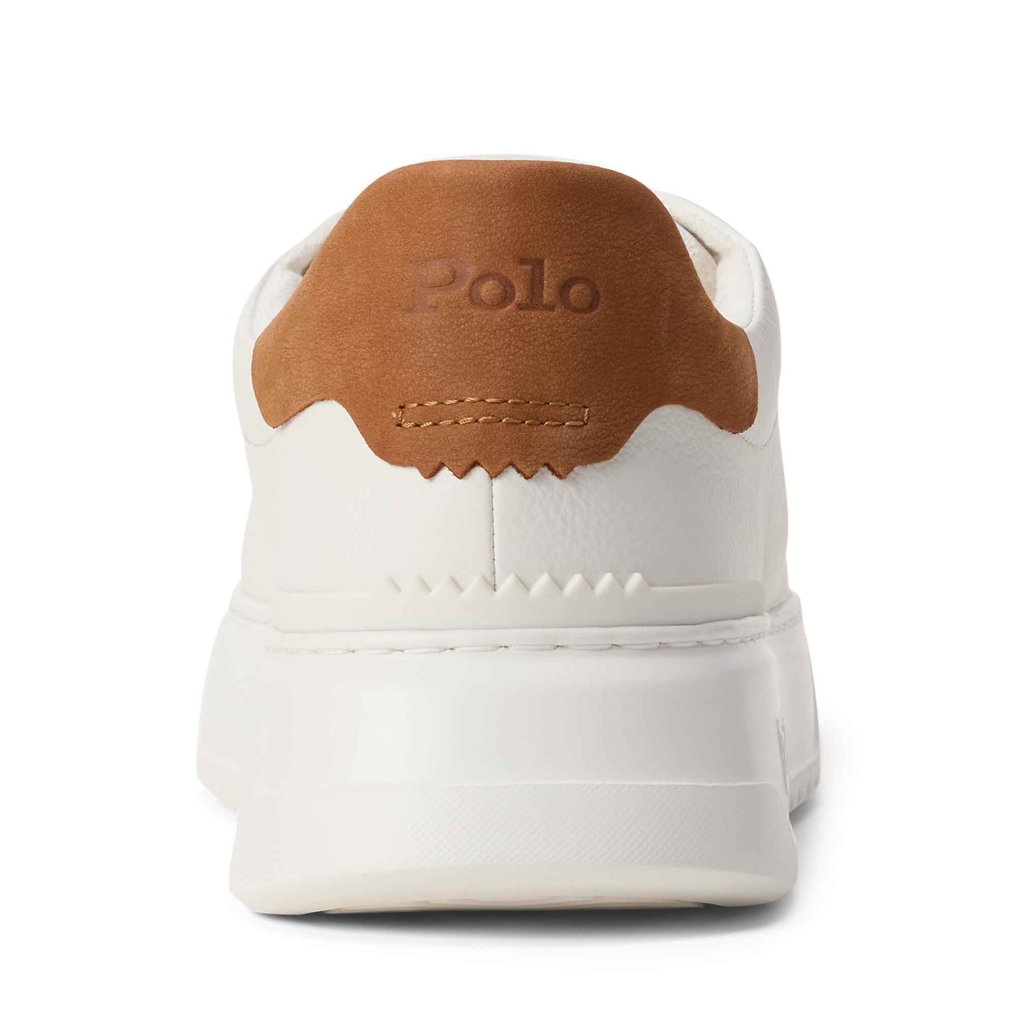 Off White Tan - Polo Ralph Lauren - Men's RLite Court Leather Low-Top Trainers - 4