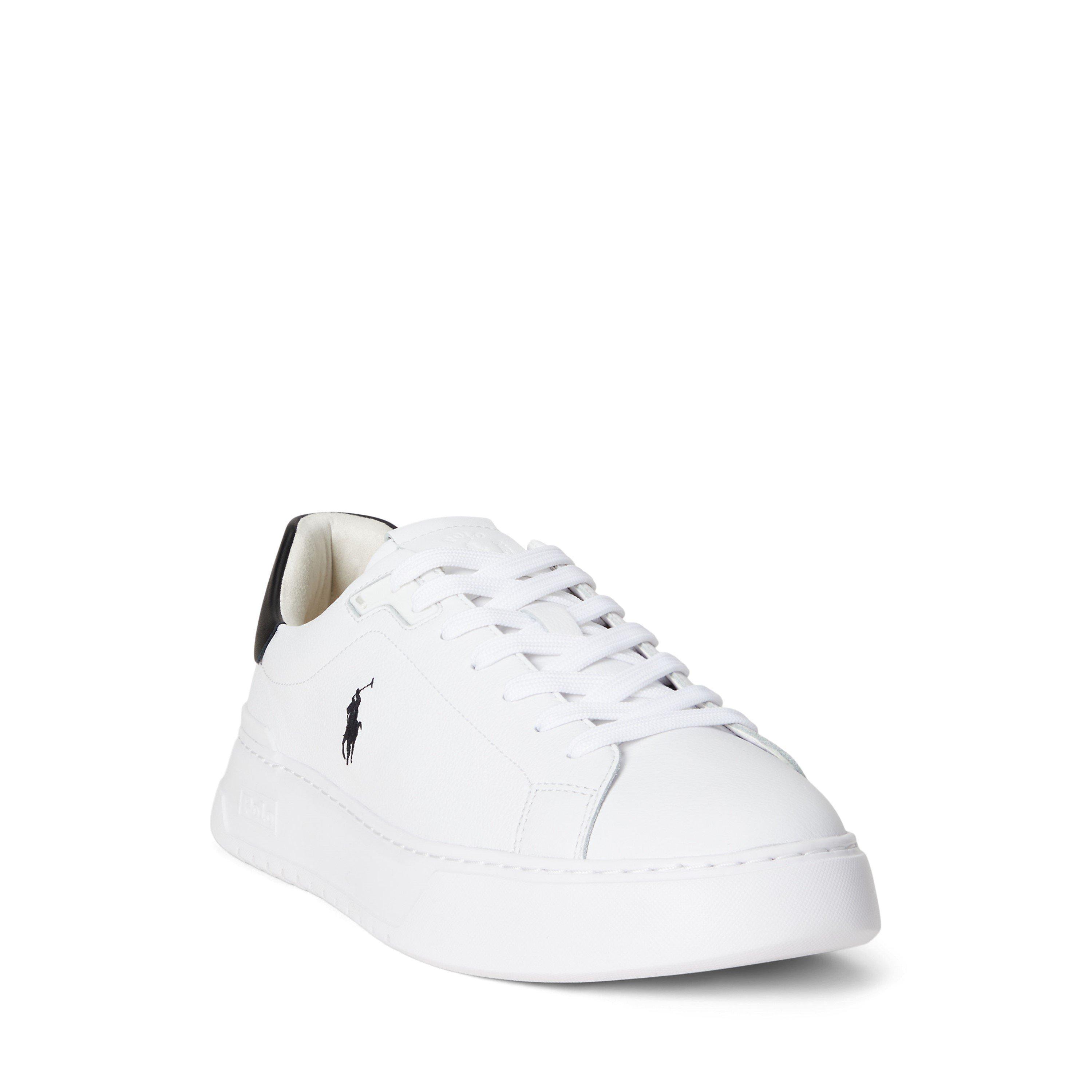 White/Black - Polo Ralph Lauren - Men's RLite Court Leather Low-Top Trainers - 2