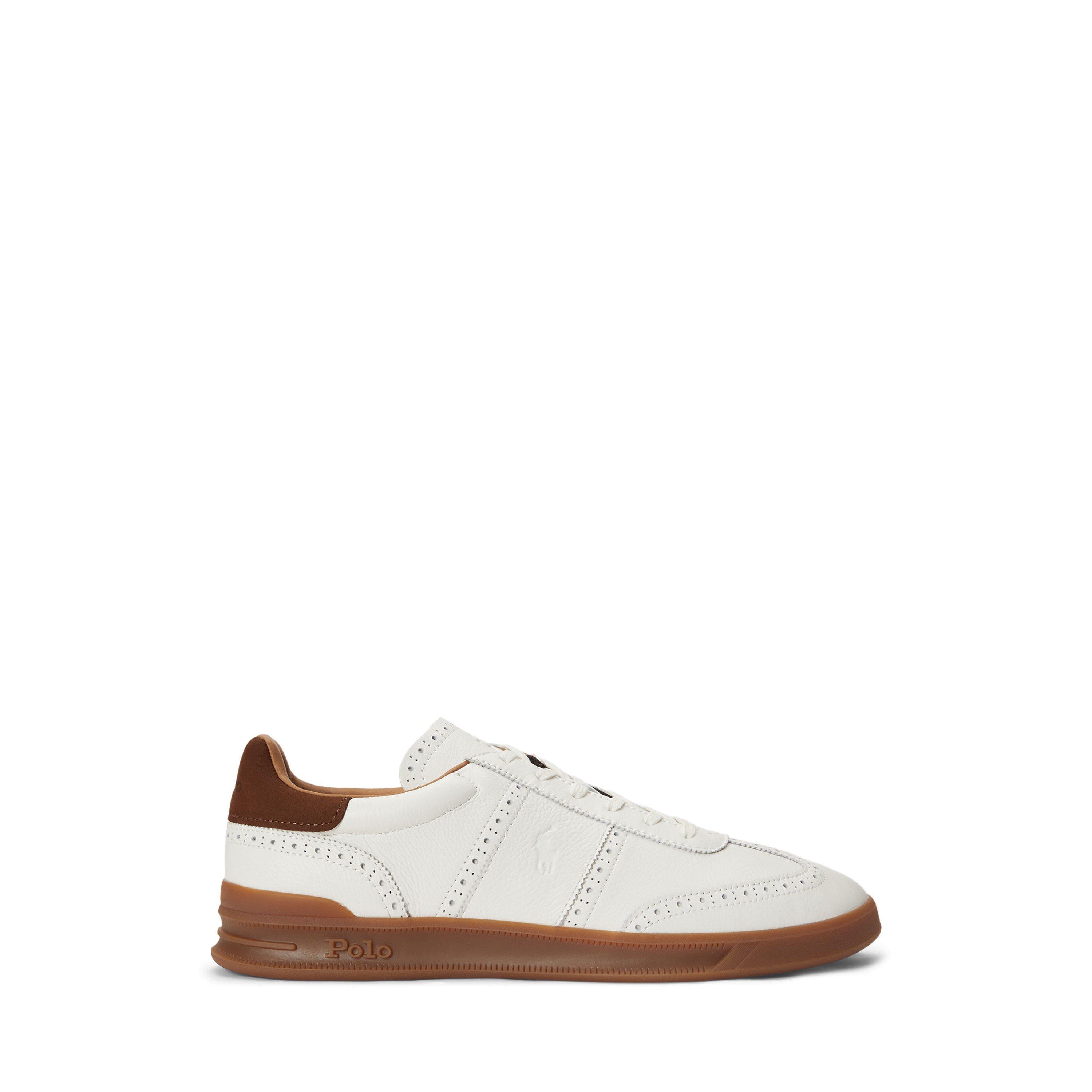 Deckwash White - Polo Ralph Lauren - Men's Heritage Aera Brogue Leather Low-Top Trainers - 1