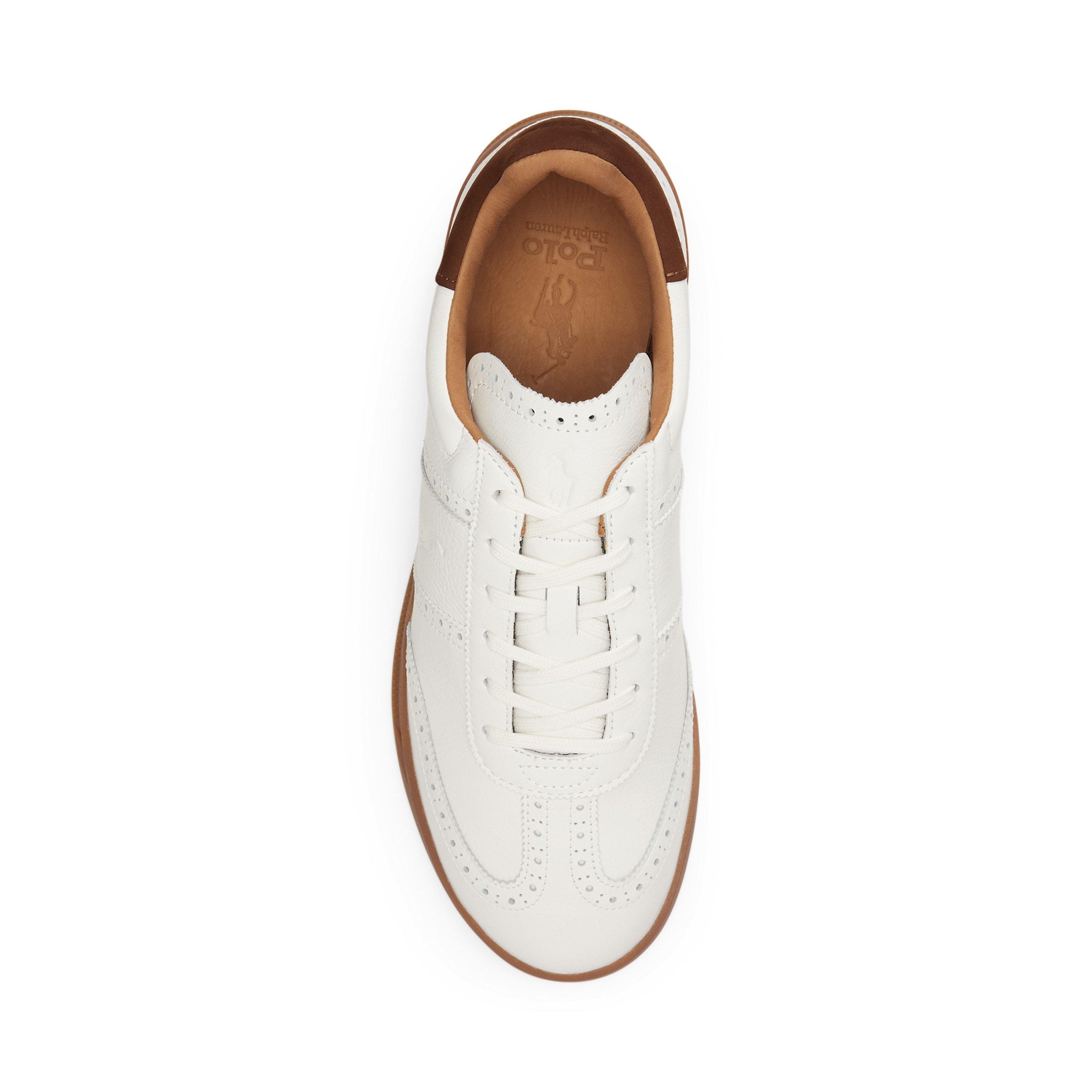 Deckwash White - Polo Ralph Lauren - Men's Heritage Aera Brogue Leather Low-Top Trainers - 4