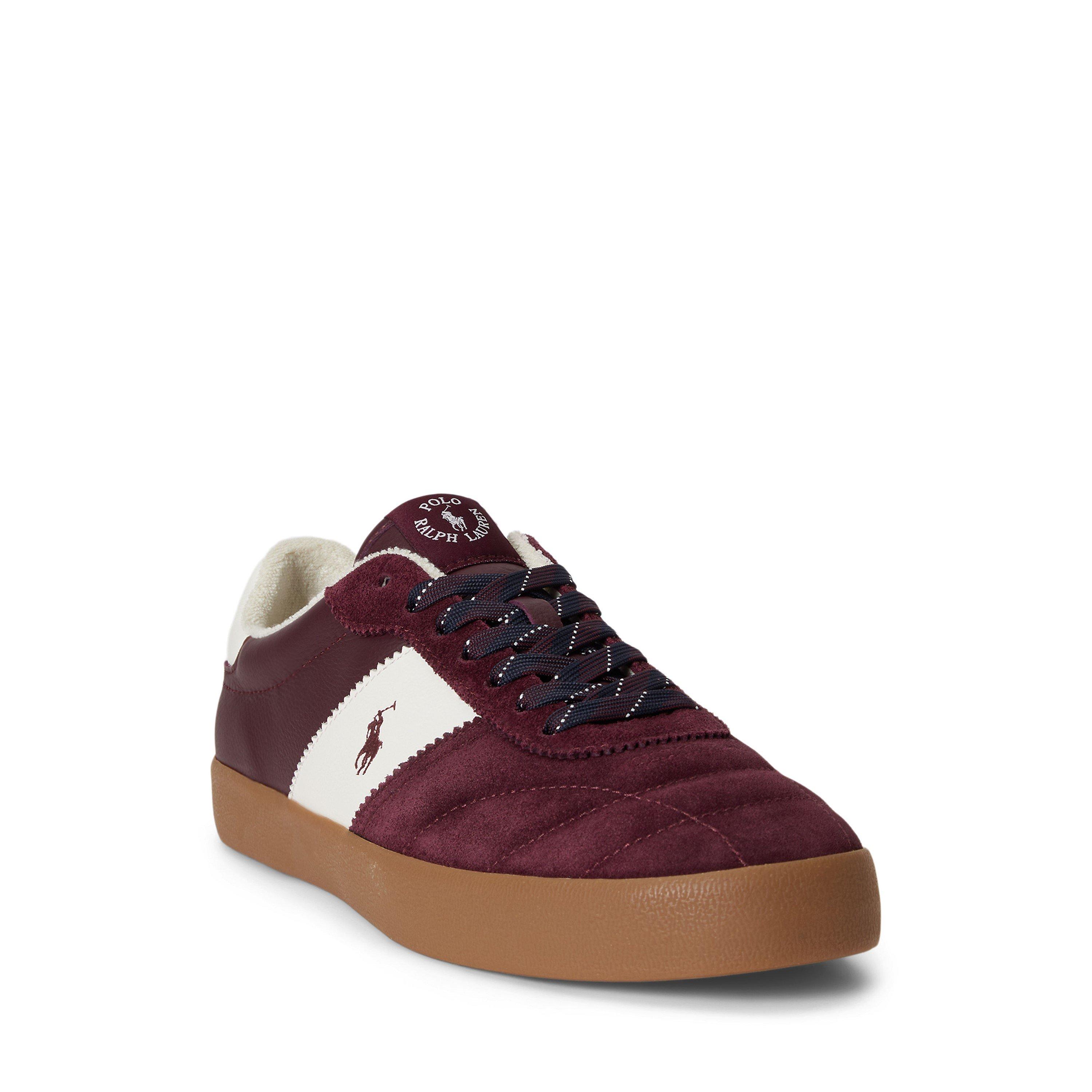 Wine/Decwash - Polo Ralph Lauren - Men's Court Vulc Leather Low-Top Trainers - 2