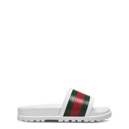 Gucci MenS Web Rubber Slide Sandals