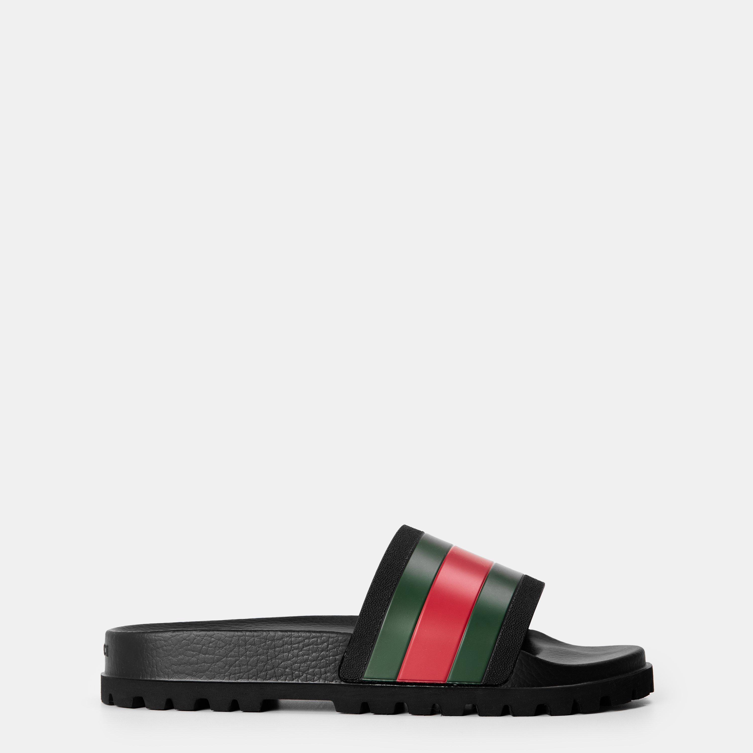 Black GRG - Gucci - Men's Web Rubber Slide Sandals - 1