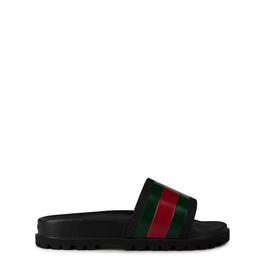 Gucci MenS Web Rubber Slide Sandals