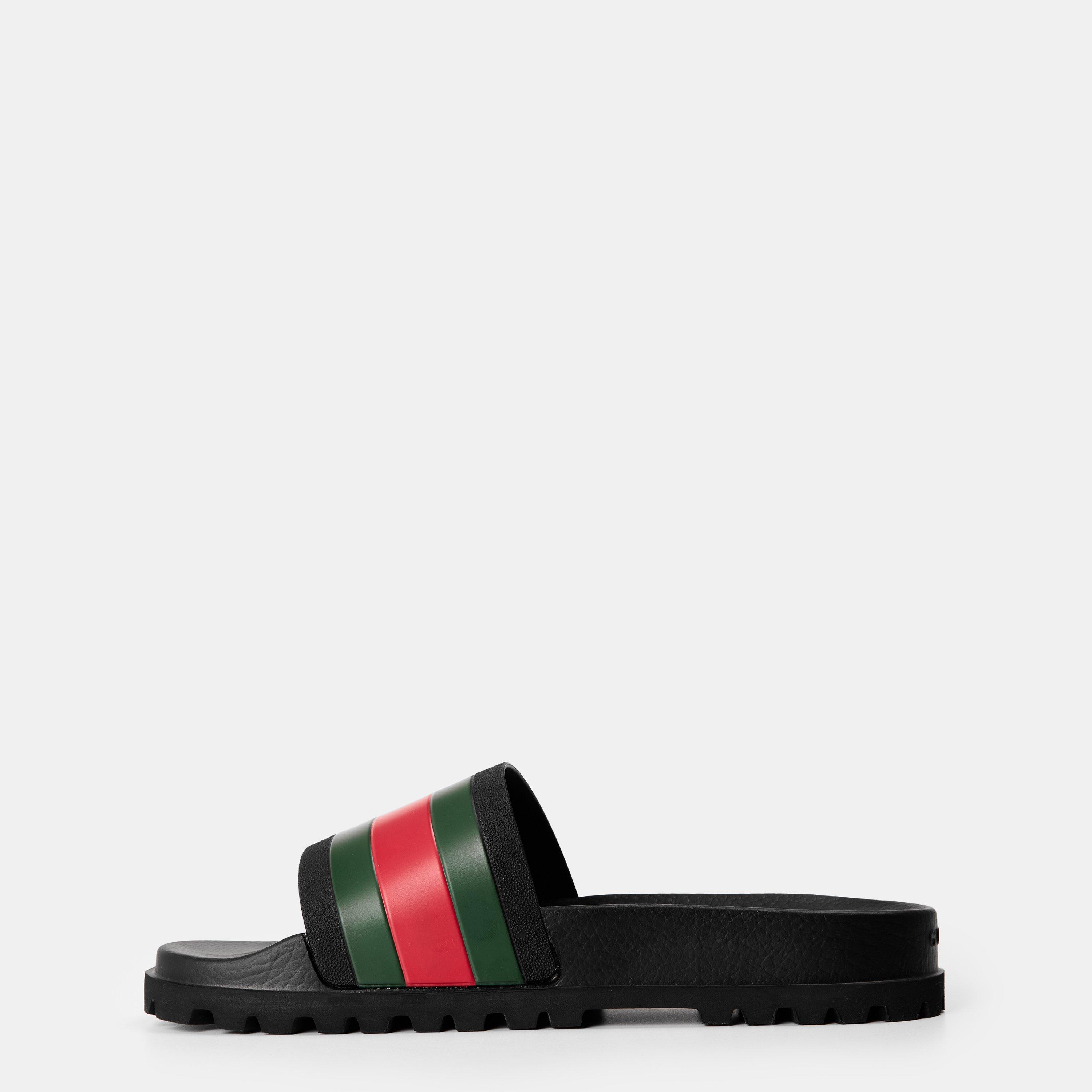 Black GRG - Gucci - Men's Web Rubber Slide Sandals - 2