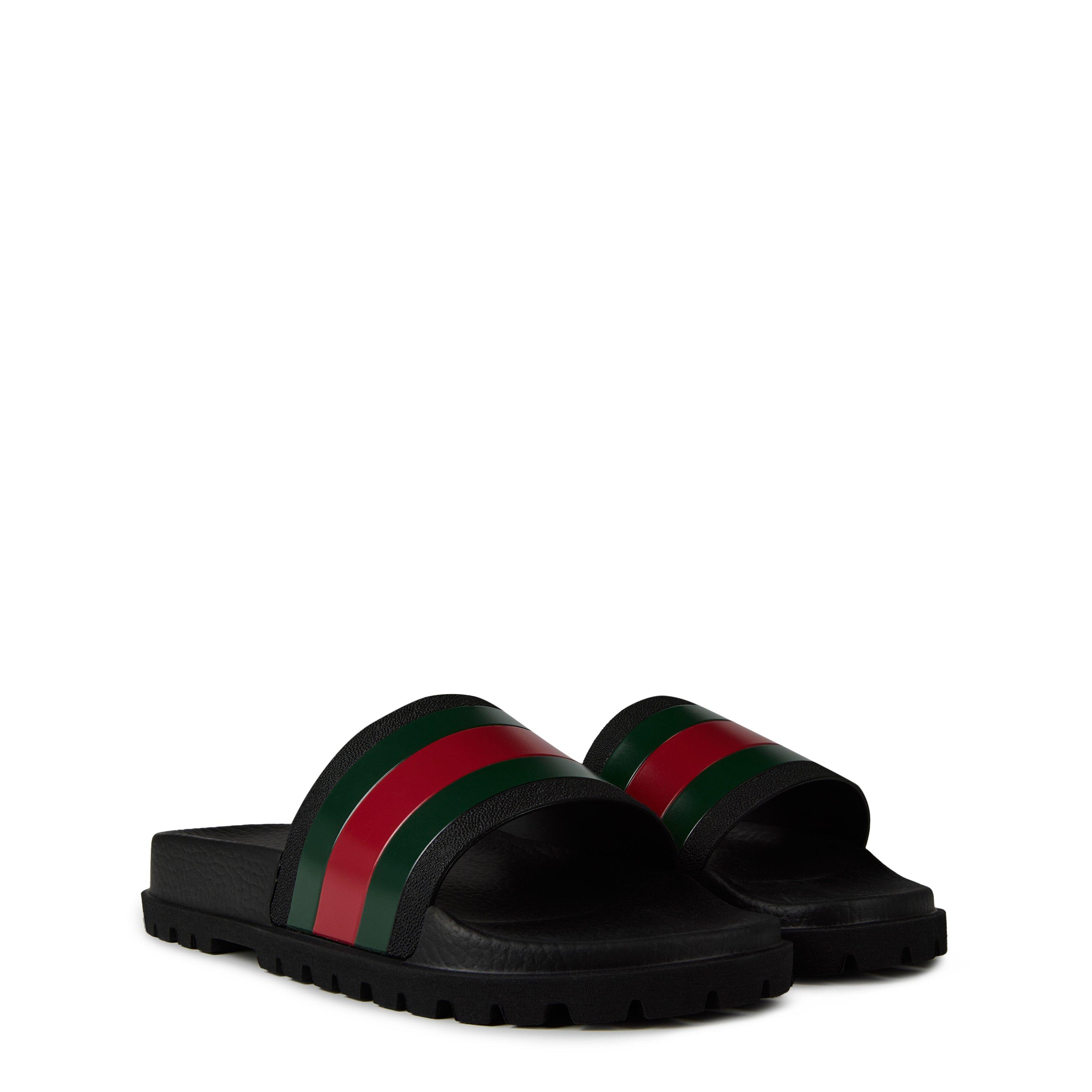 Black GRG - Gucci - Men's Web Rubber Slide Sandals - 4
