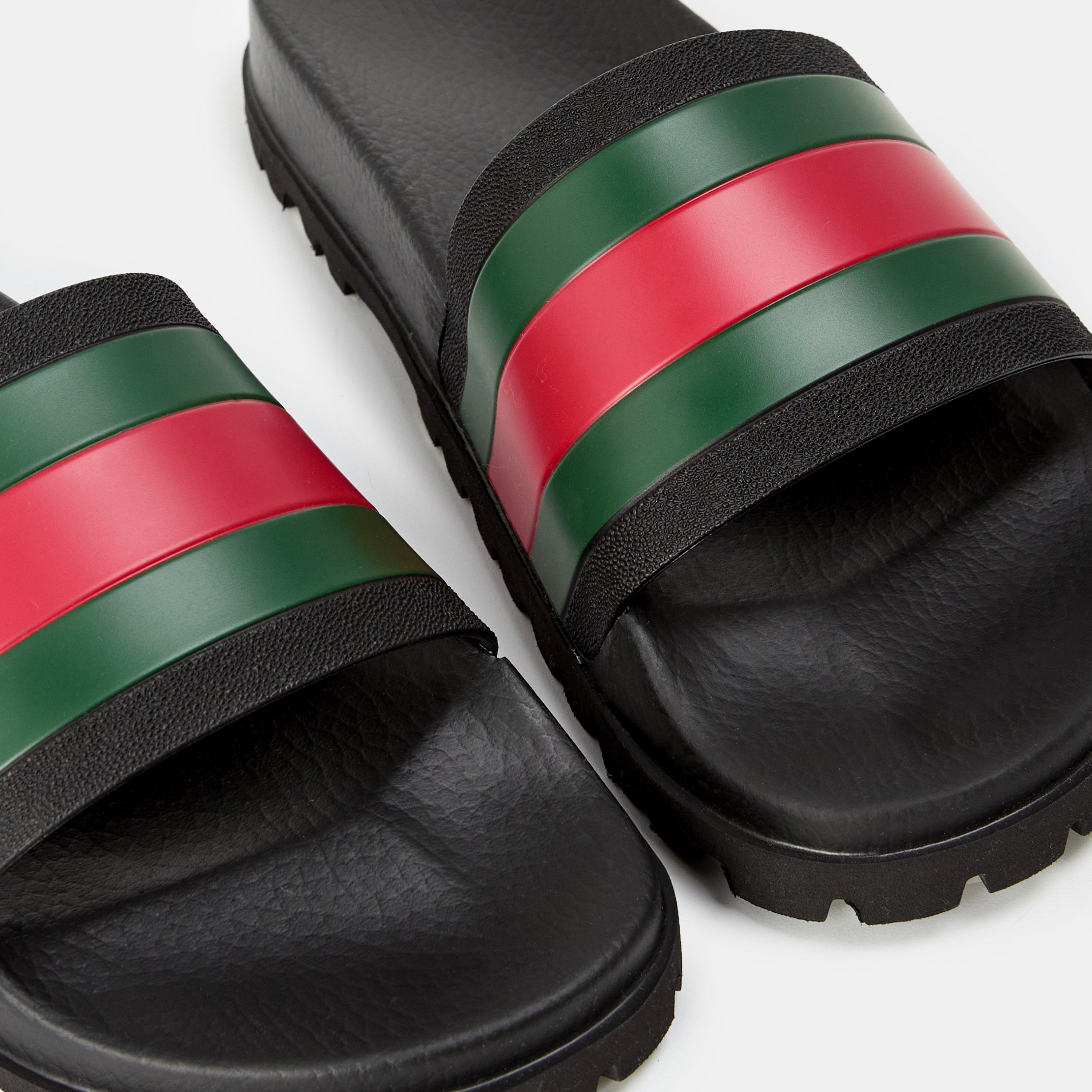 Black GRG - Gucci - Men's Web Rubber Slide Sandals - 5