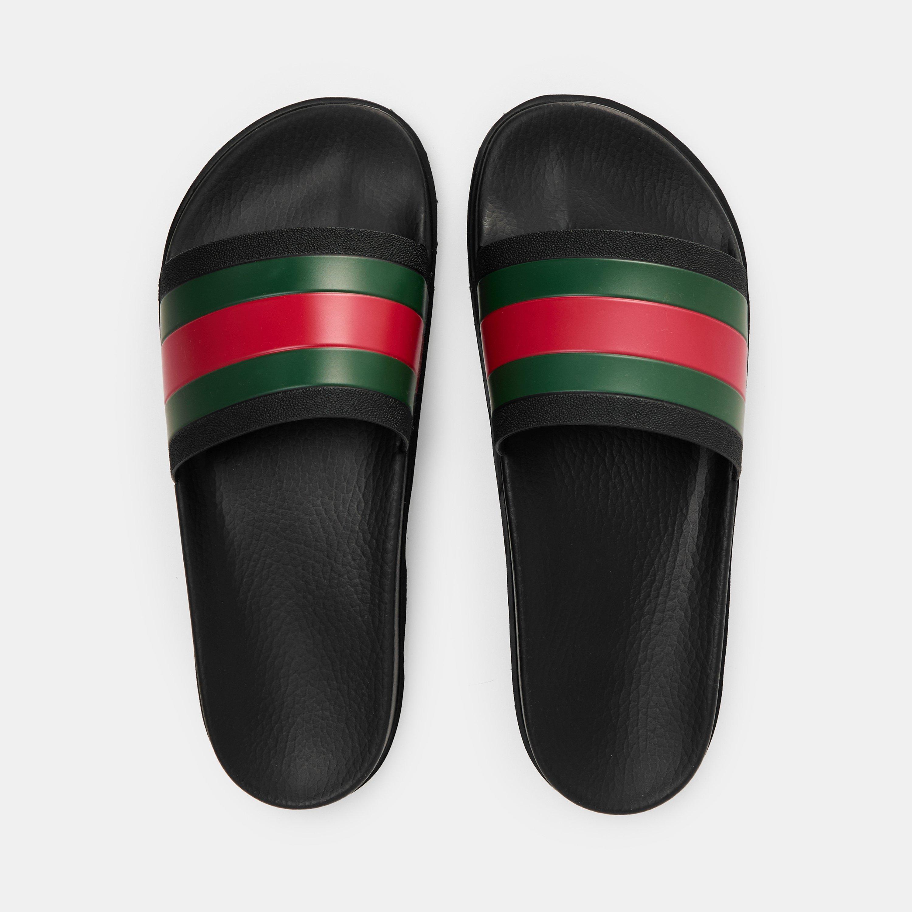 Black GRG - Gucci - Men's Web Rubber Slide Sandals - 6
