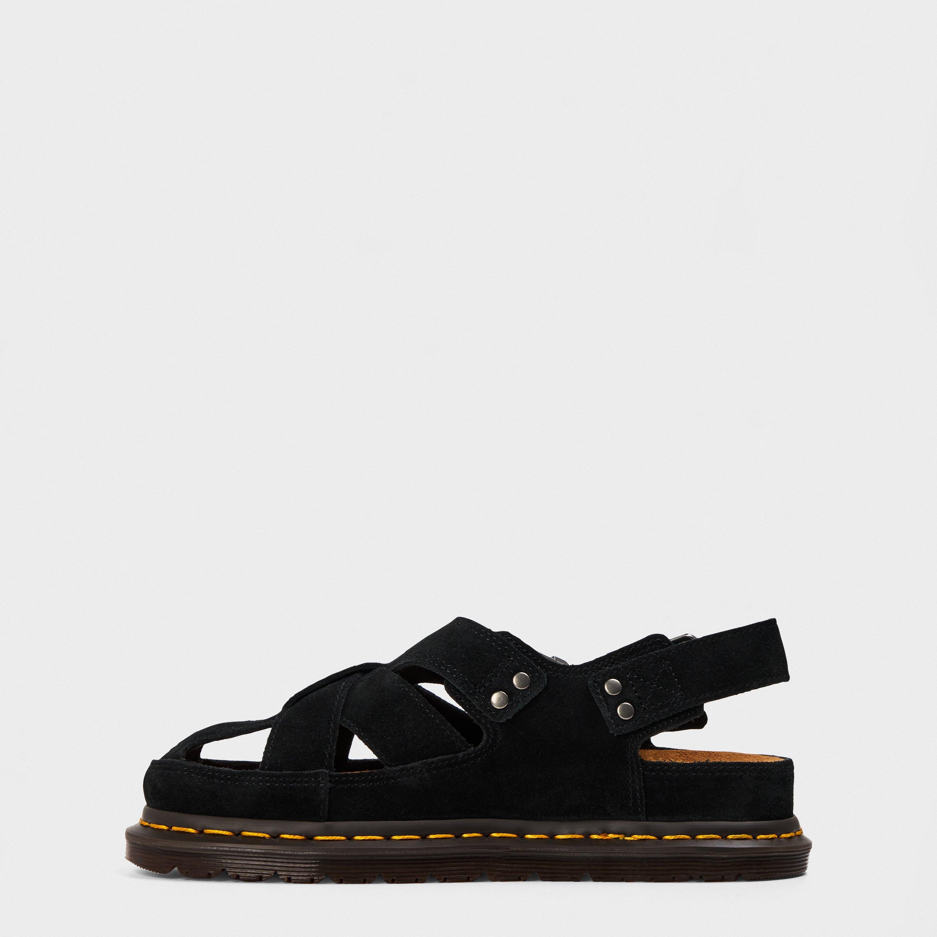 Black Suede - Dr Martens - Unisex Adults Fisherman Flat Sandal - 2