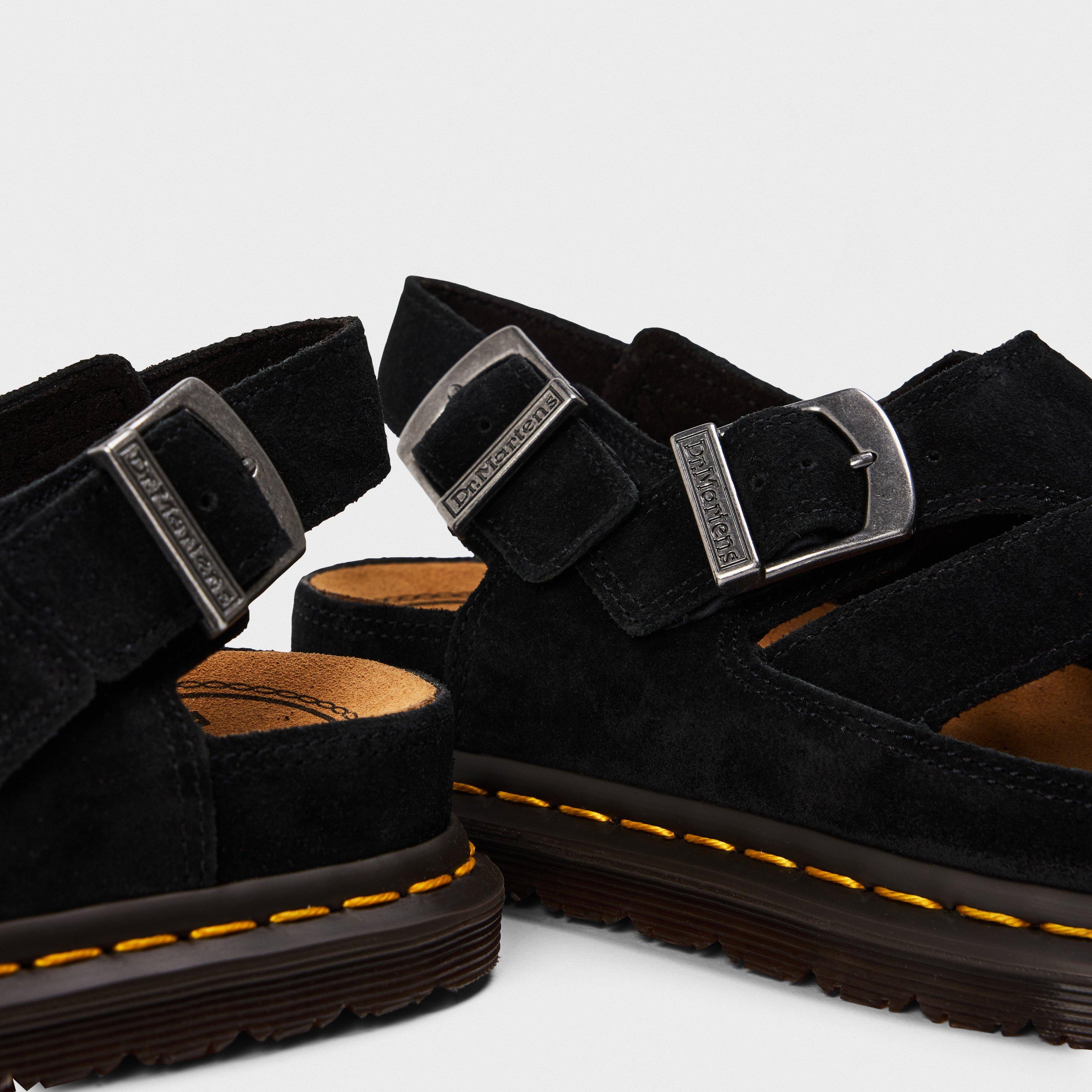 Black Suede - Dr Martens - Unisex Adults Fisherman Flat Sandal - 3
