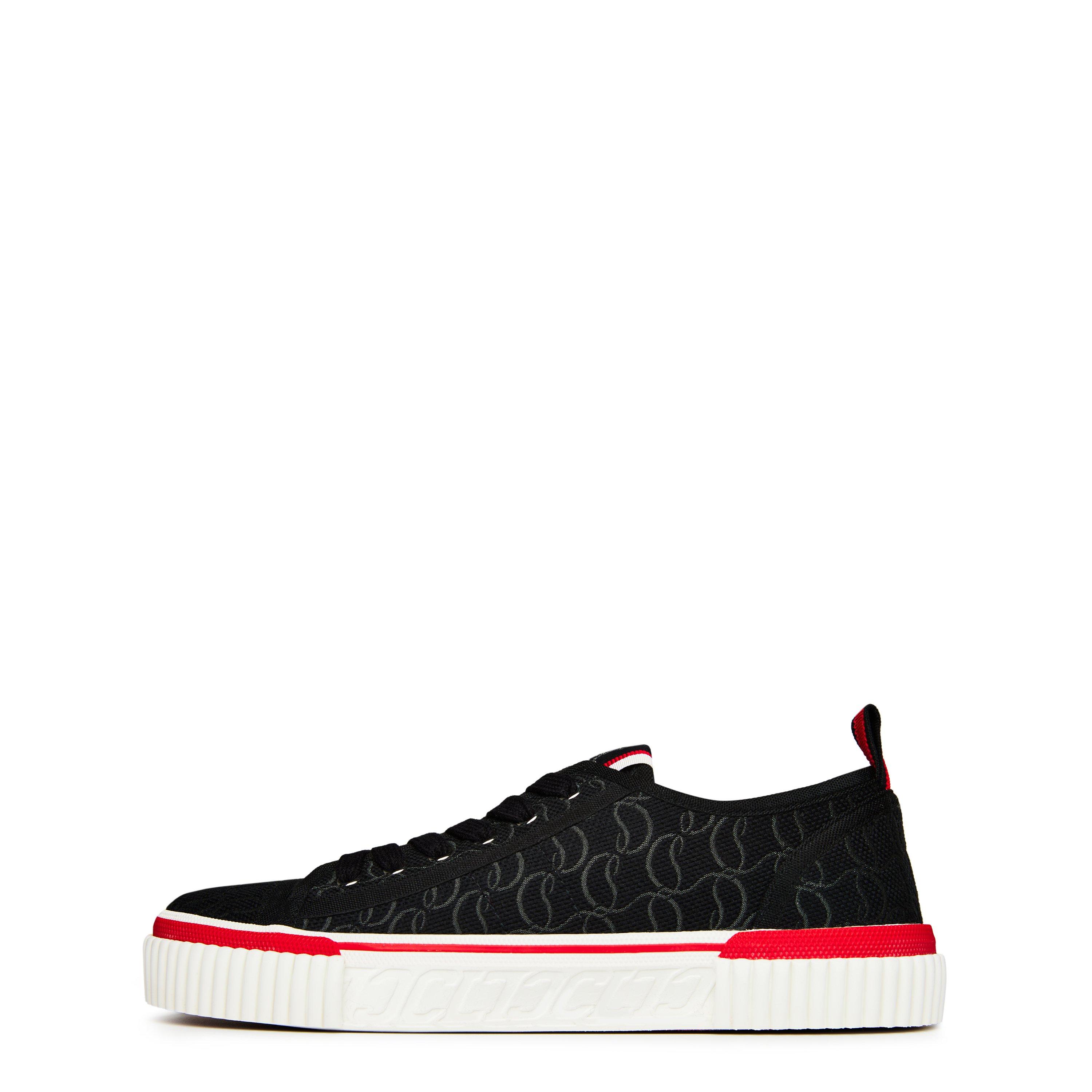 Black - Christian Louboutin - Pedro Logo-Jacquard Canvas Sneakers - 3