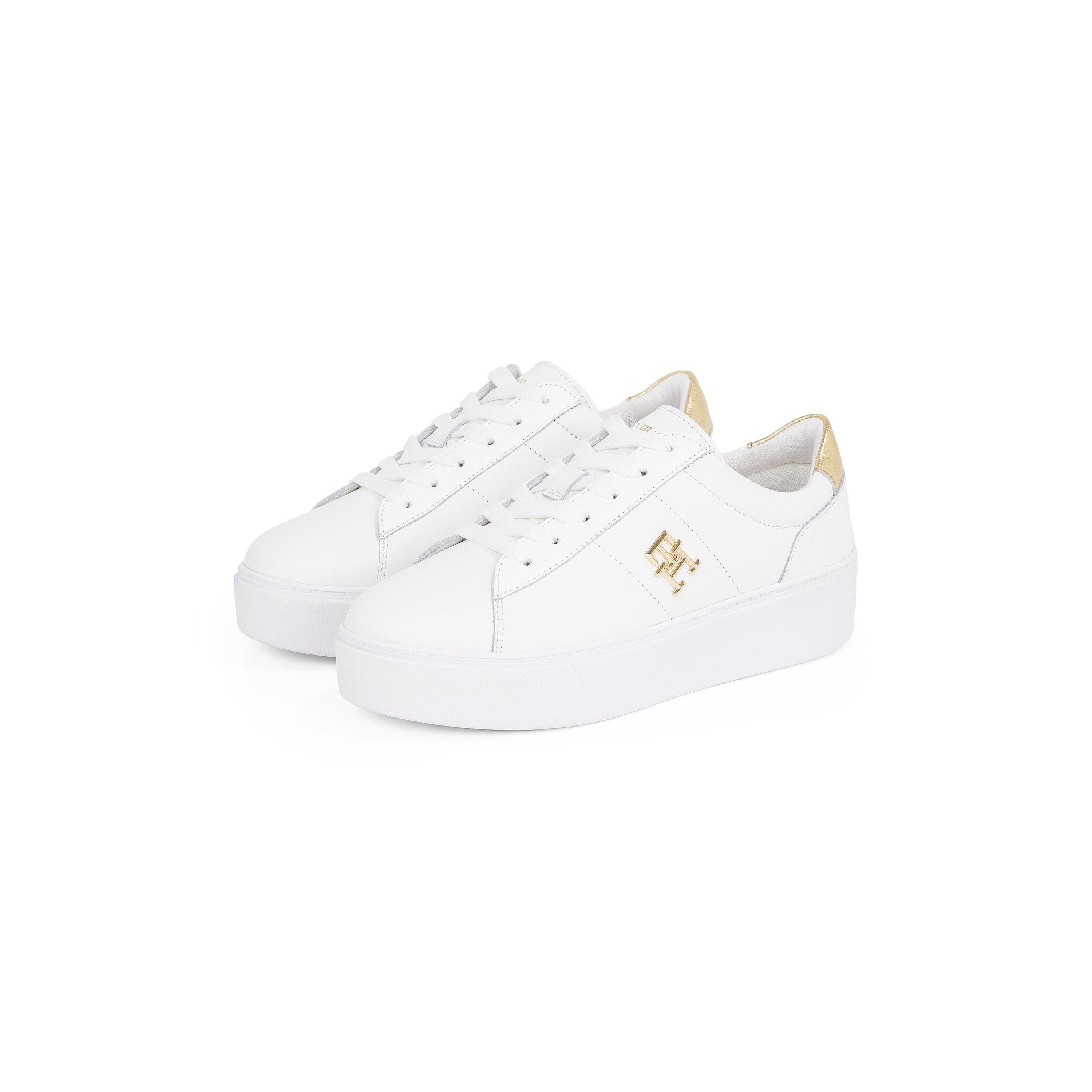 White/Gold - Tommy Hilfiger - Women's Platform Metallic Court Trainers - 4