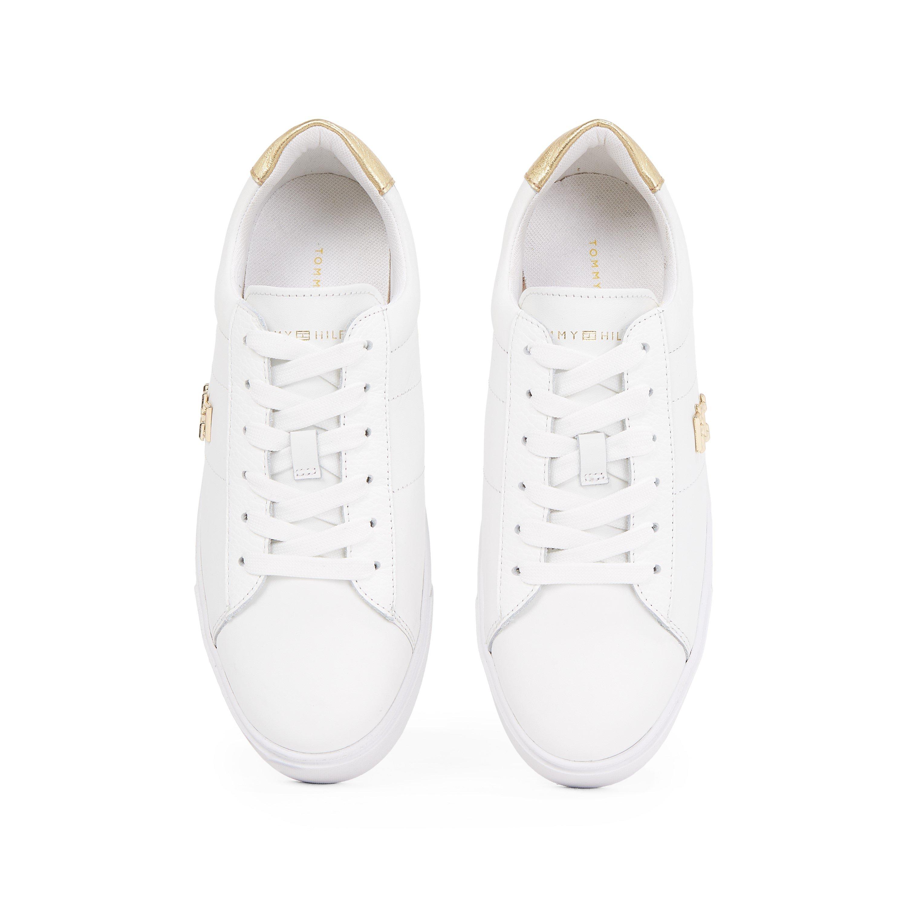 White/Gold - Tommy Hilfiger - Women's Platform Metallic Court Trainers - 5
