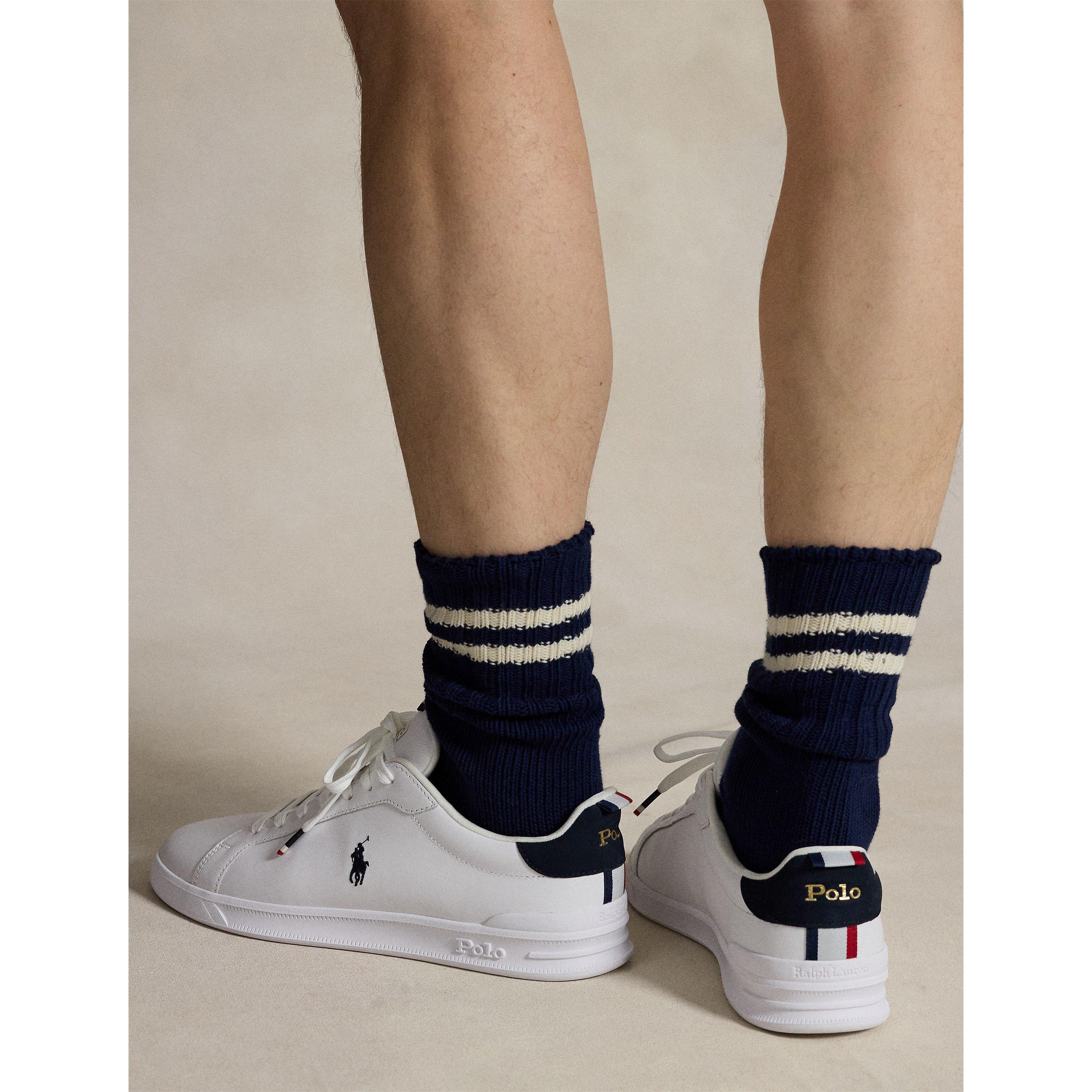 White/Navy/Red - Polo Ralph Lauren - Men's Heritage Court Low-Top Trainers - 3