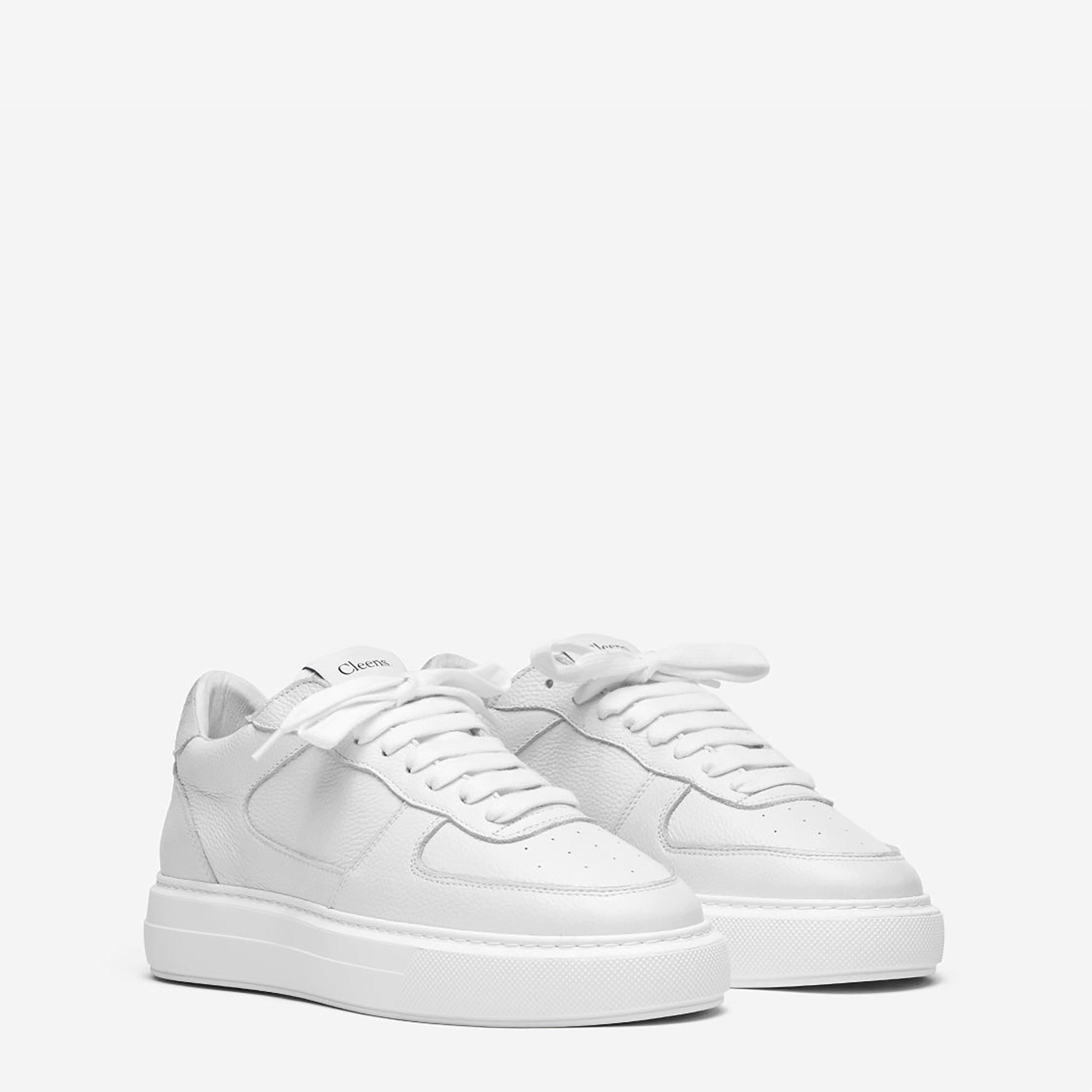 Triple White - Cleens - Men's Court Suede Trainers - 4