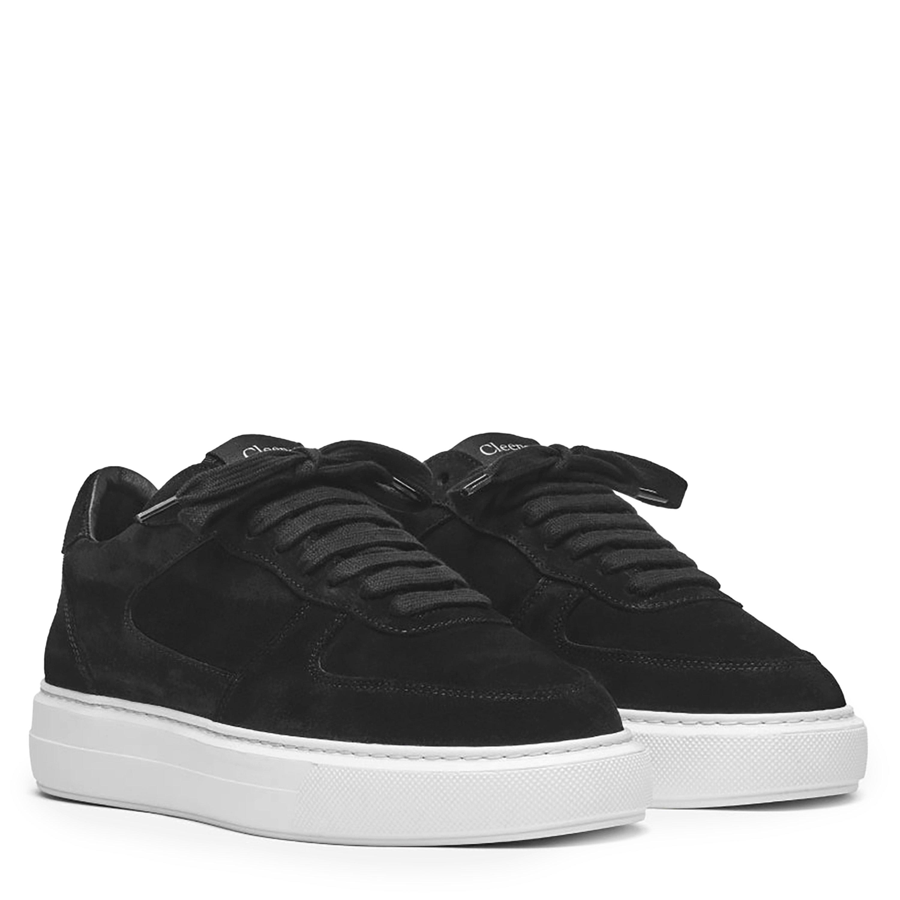 Black Suede - Cleens - Men's Court Suede Trainers - 4