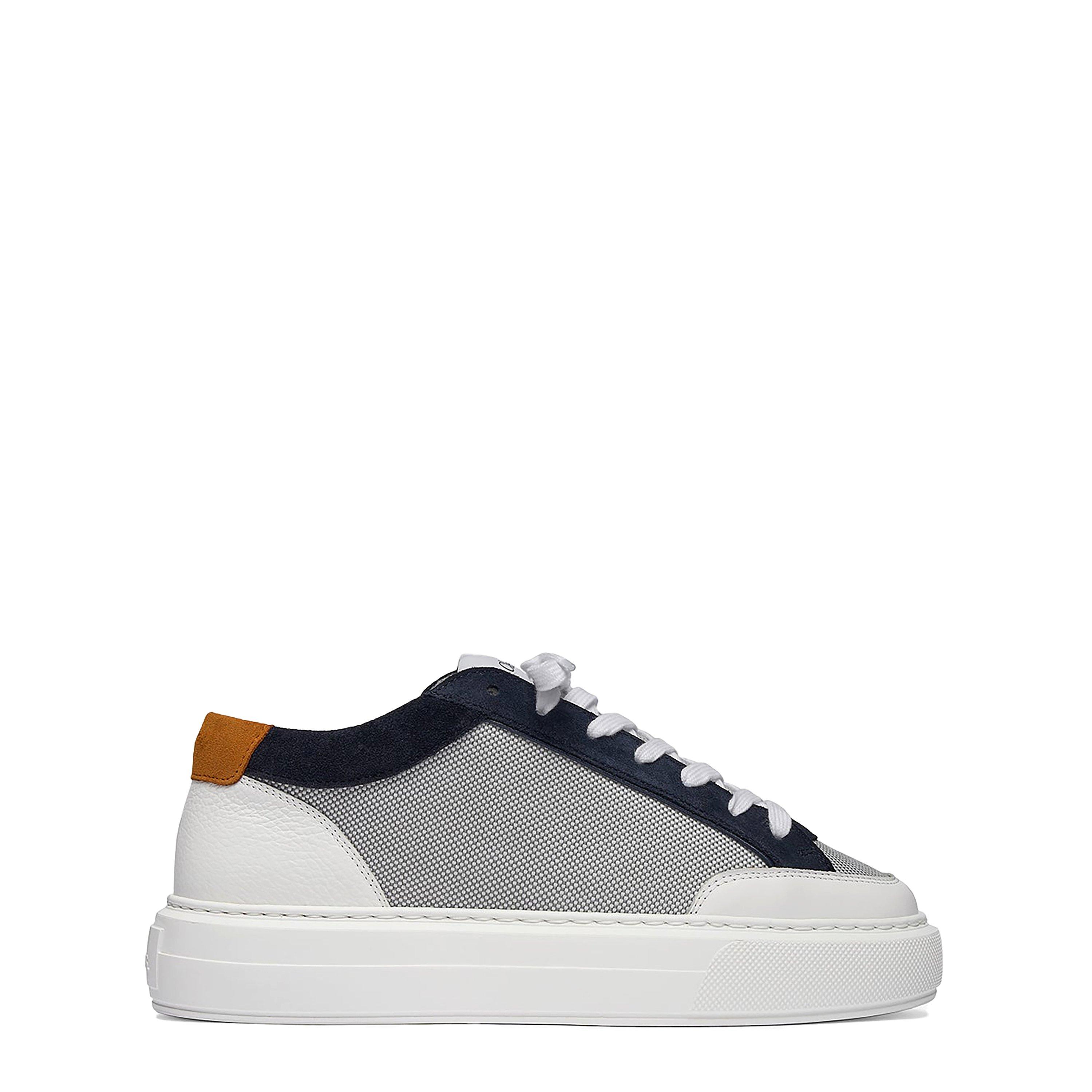 Cleens Men's Minimalist Leather Luxor Trainers - Navy White - Size 8.5 (42.5)