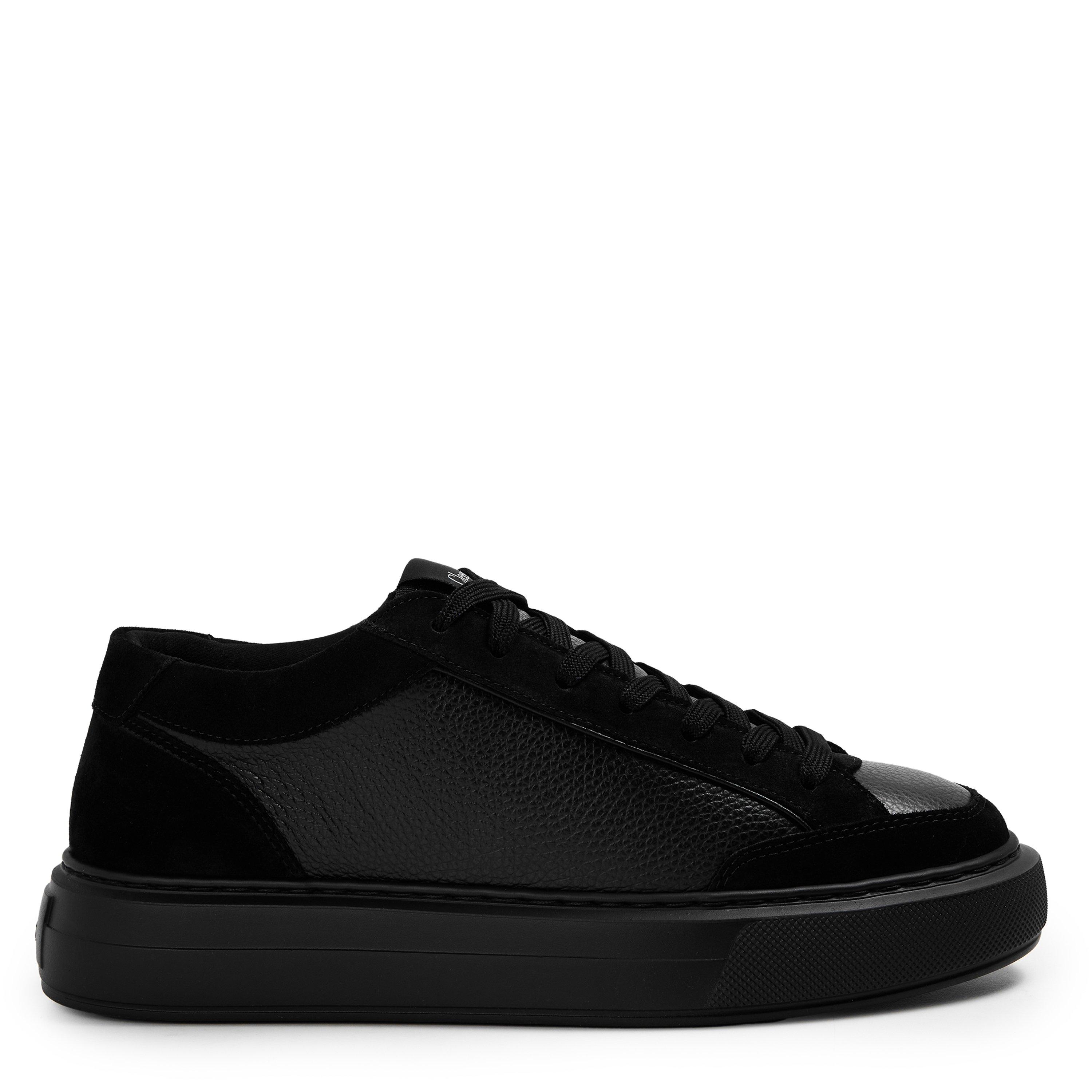 Cleens Men's Minimalist Leather Luxor Trainers - Jet - Size 7.5 (41.5)