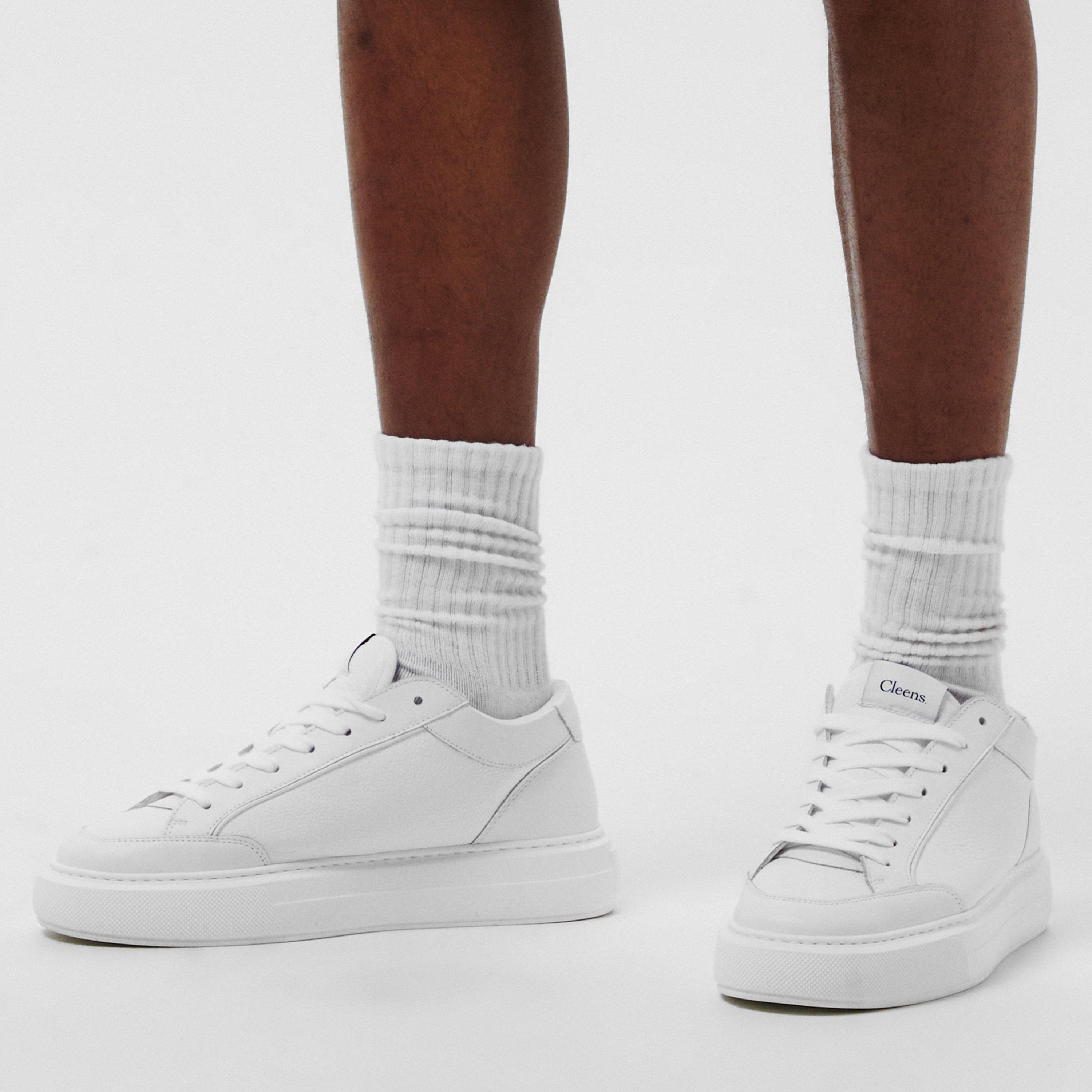 Ice White - Cleens - Men's Minimalist Leather Luxor Trainers - 3