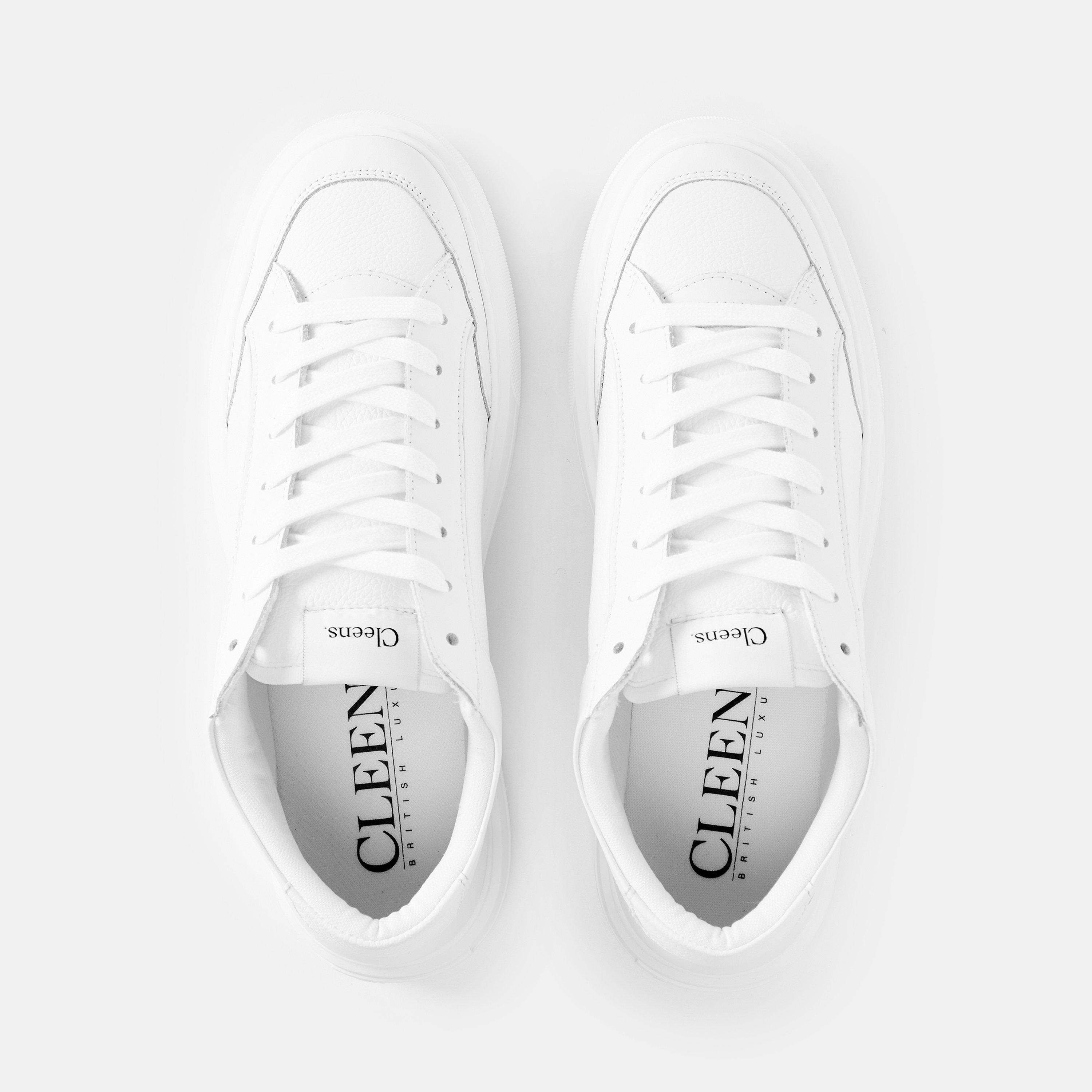 Ice White - Cleens - Men's Minimalist Leather Luxor Trainers - 5