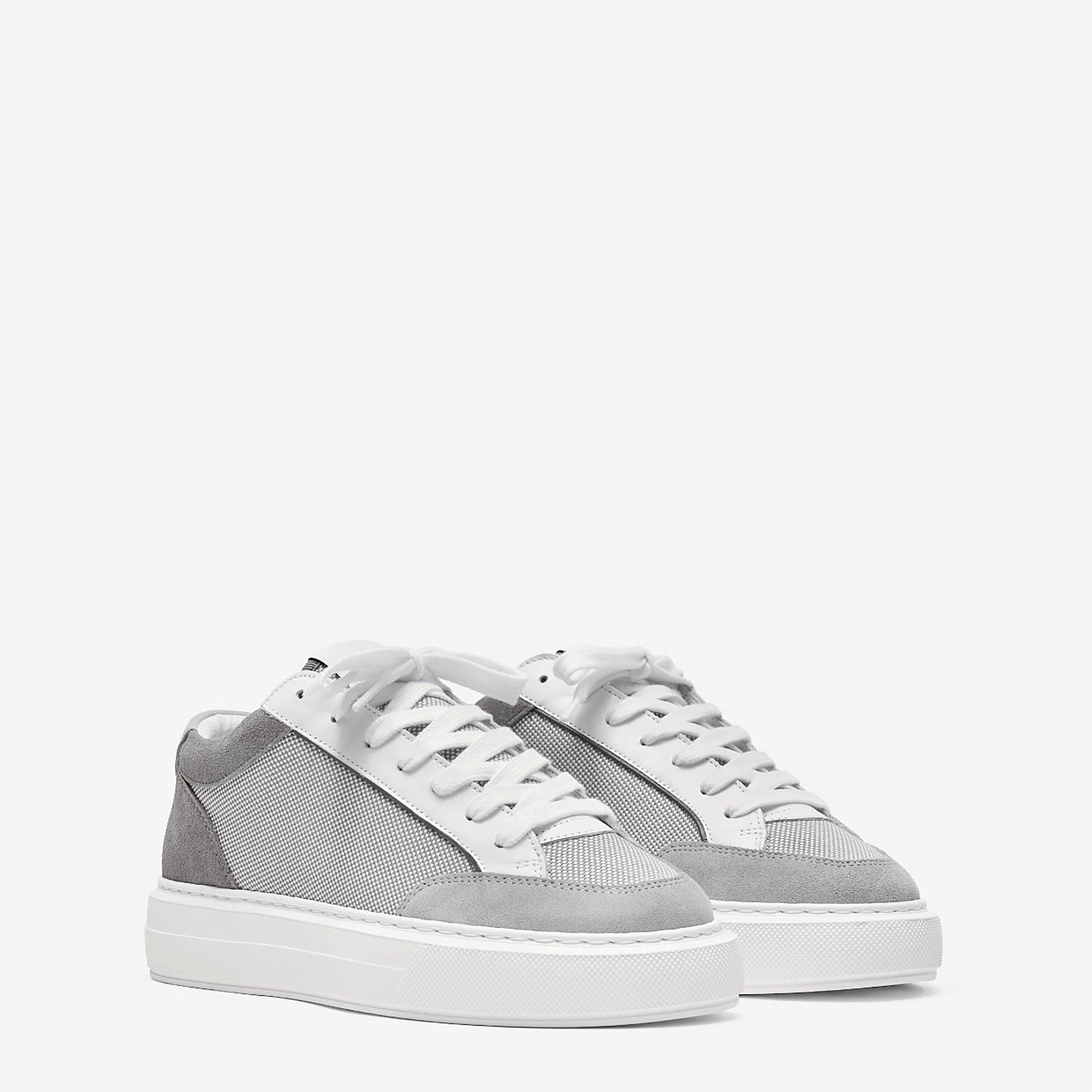 White Grey - Cleens - Men's Minimalist Leather Luxor Trainers - 4