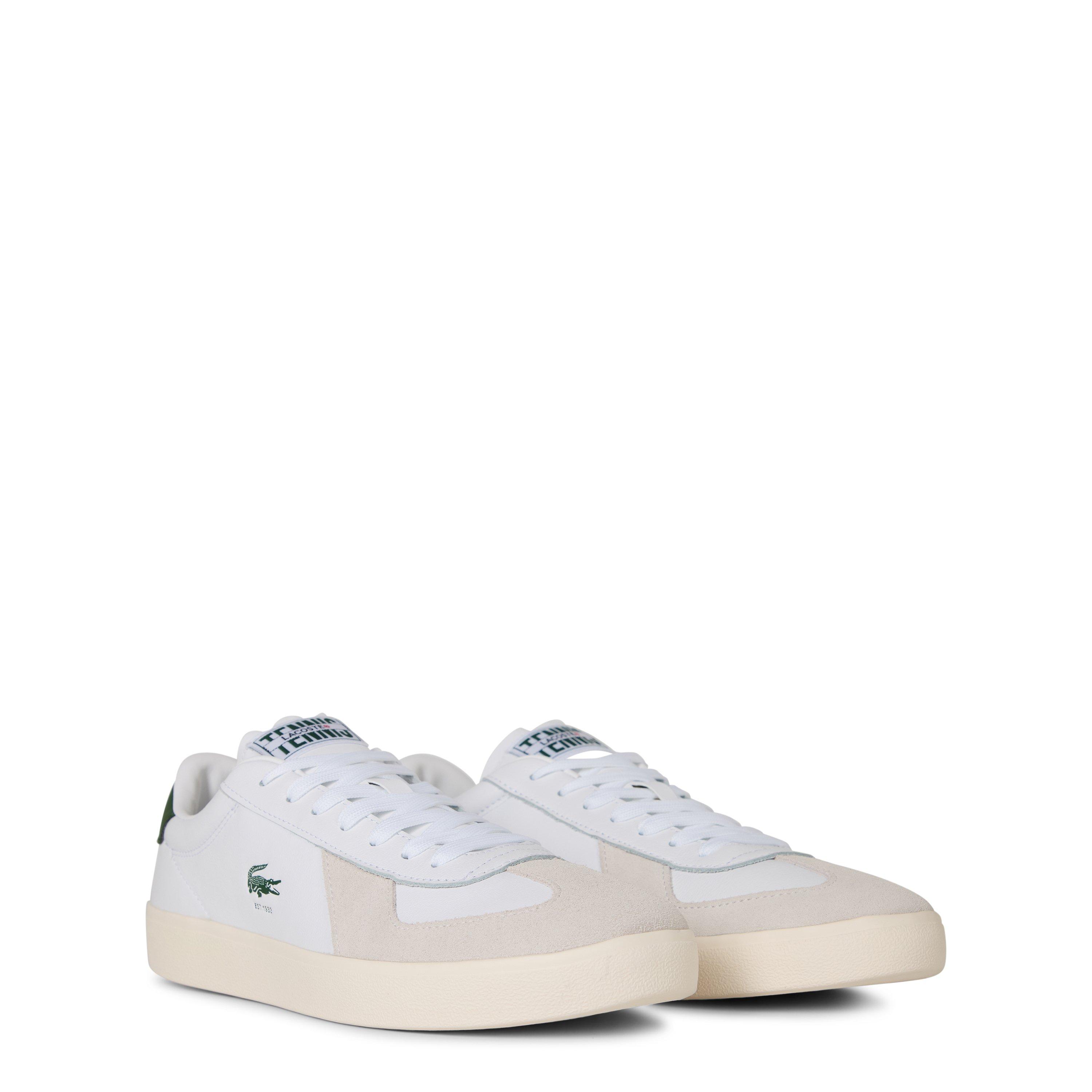 Wht/OffWht/Grn - Lacoste - Men's Base Shot Pro Low-Top Trainers - 4