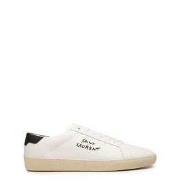 Saint Laurent Embroidered Sneakers In Canvas And Smooth Leather Mens