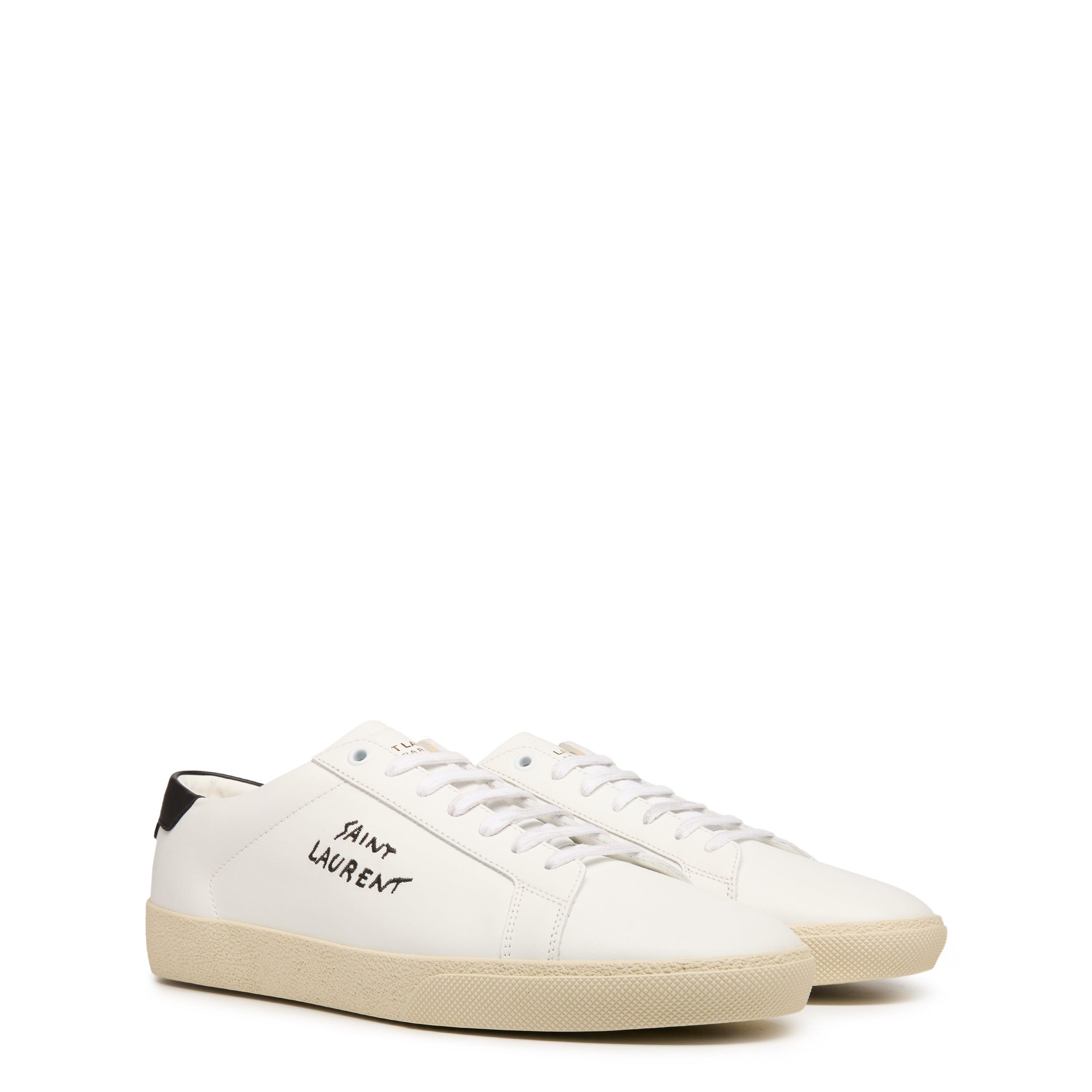 White 9061 - Saint Laurent - Embroidered Sneakers In Canvas And Smooth Leather Mens - 8