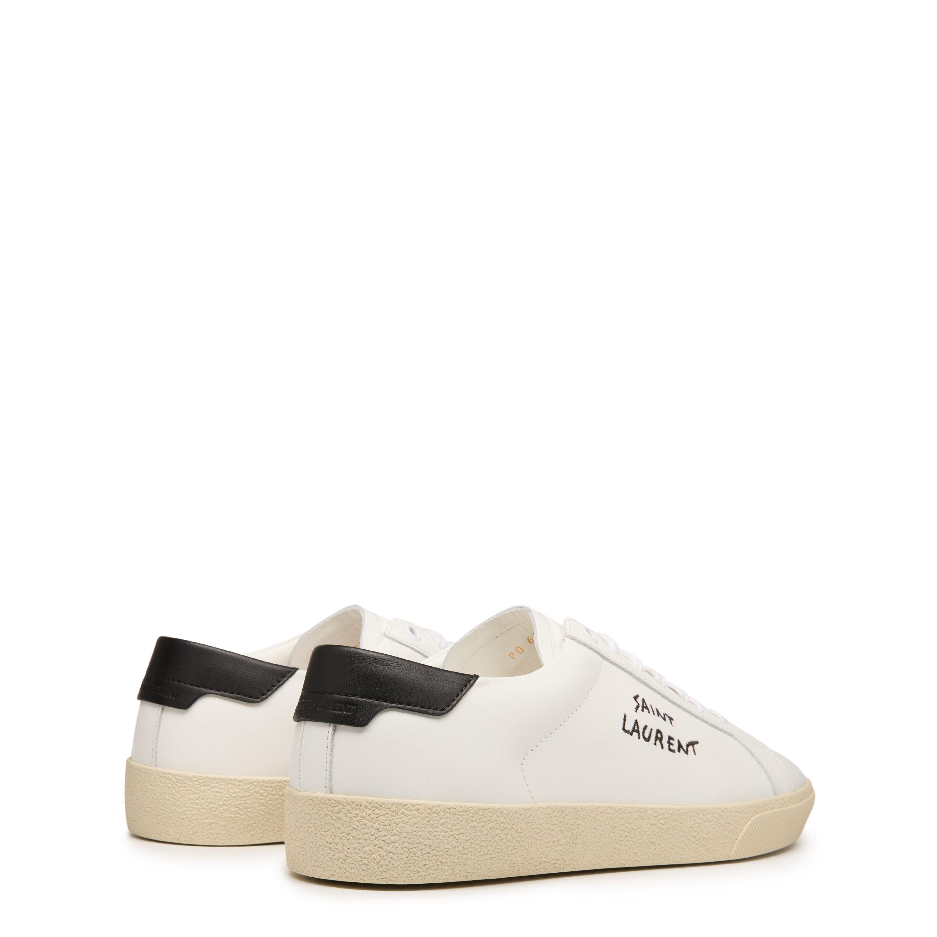 White 9061 - Saint Laurent - Embroidered Sneakers In Canvas And Smooth Leather Mens - 9