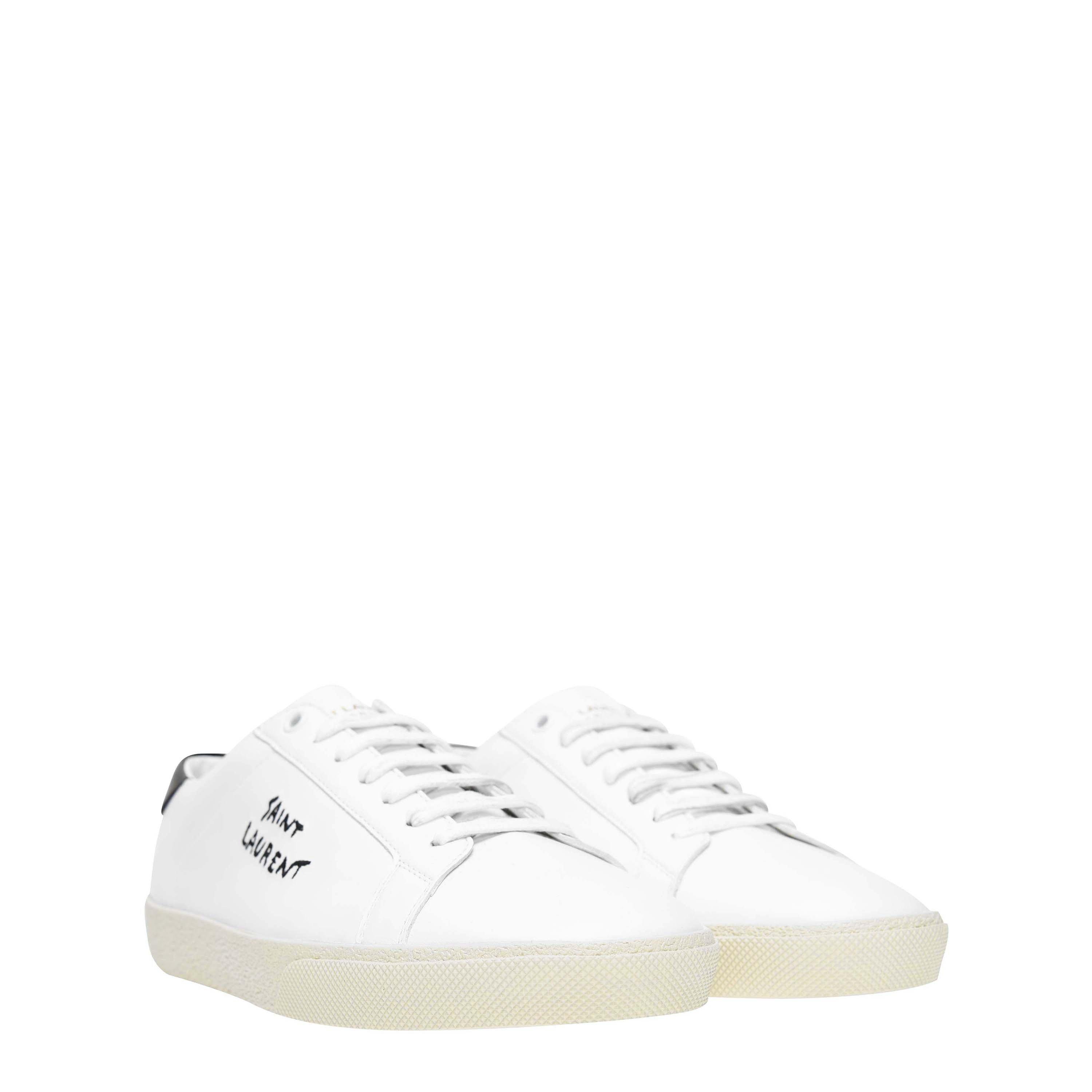 White 9061 - Saint Laurent - Embroidered Sneakers In Canvas And Smooth Leather Mens - 3
