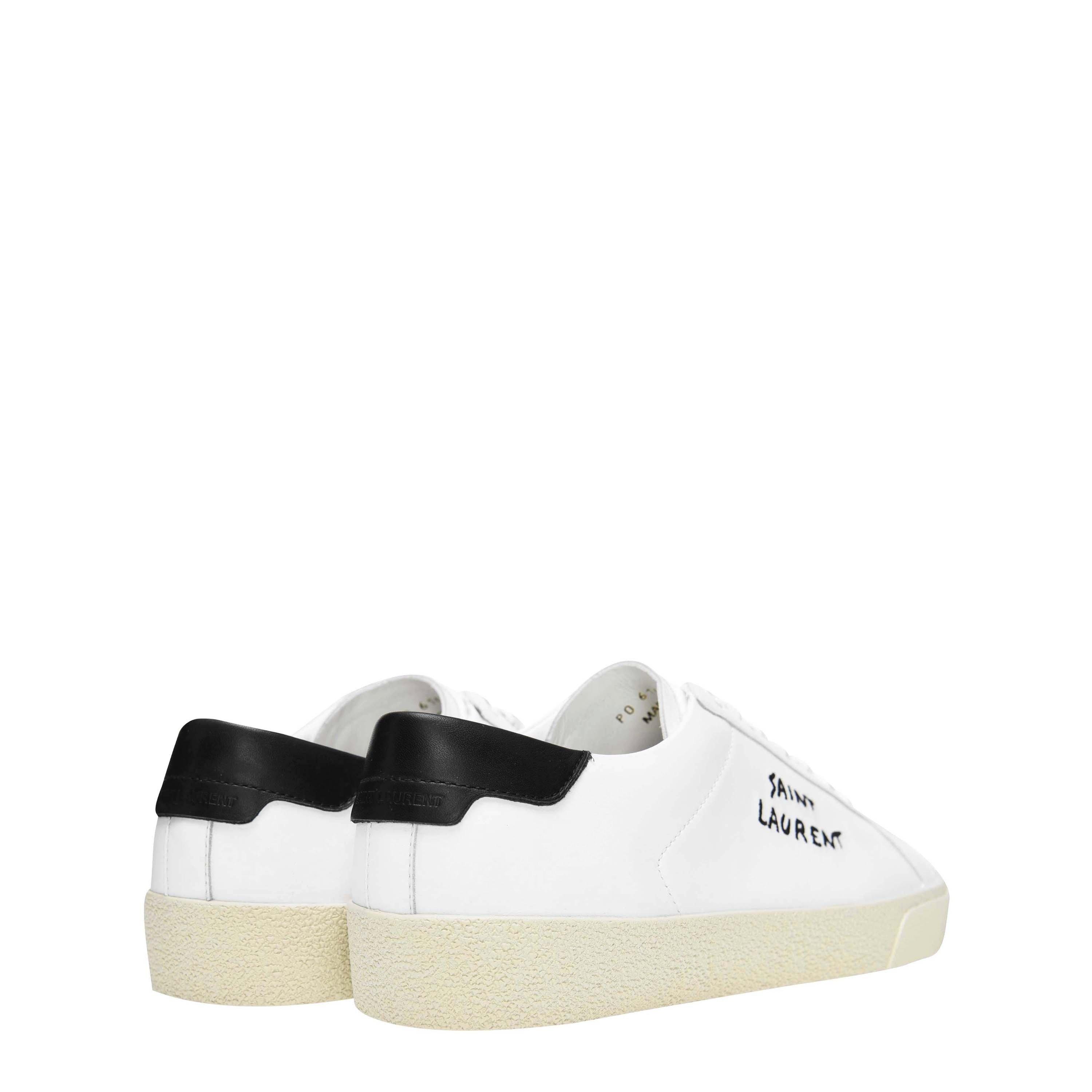 White 9061 - Saint Laurent - Embroidered Sneakers In Canvas And Smooth Leather Mens - 4